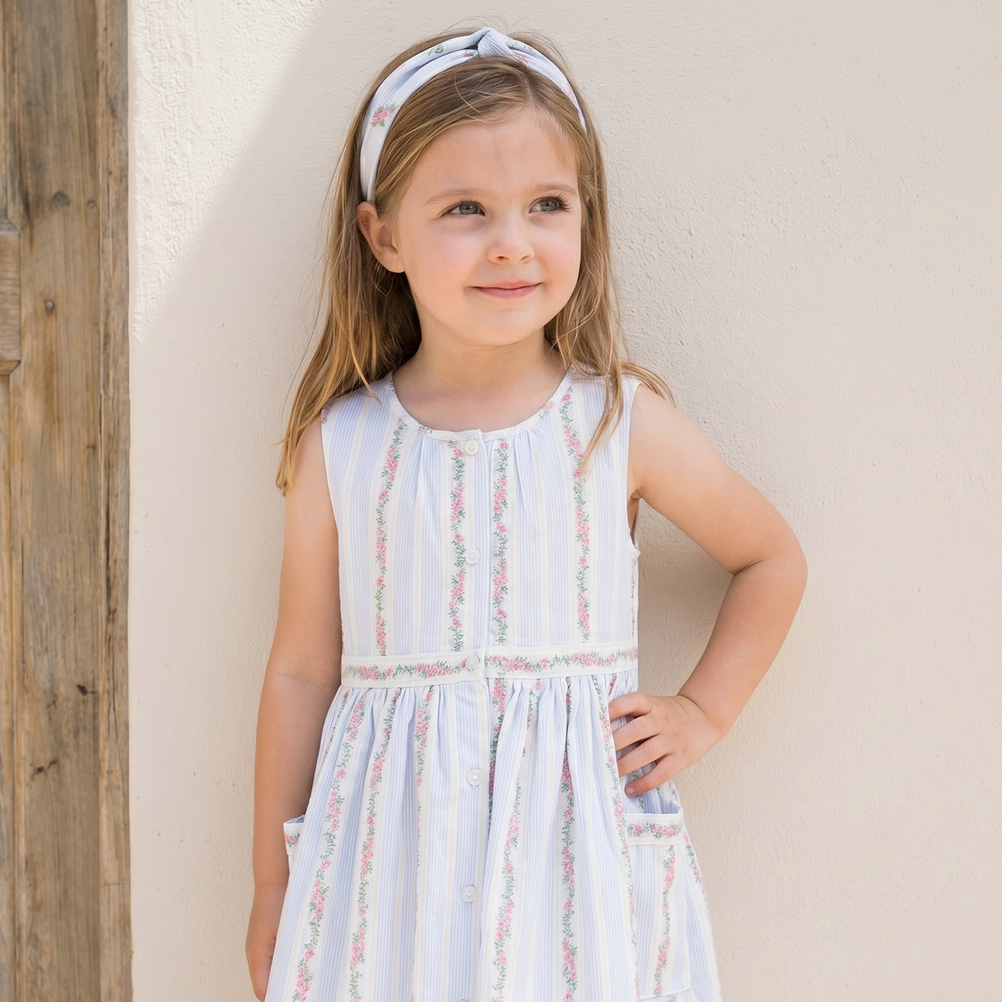 Eligo Round Neck Sleeveless Knee Length A-line Dress with Floral Embroidery-girls-clothing-dressesandjumpsuits-image-6