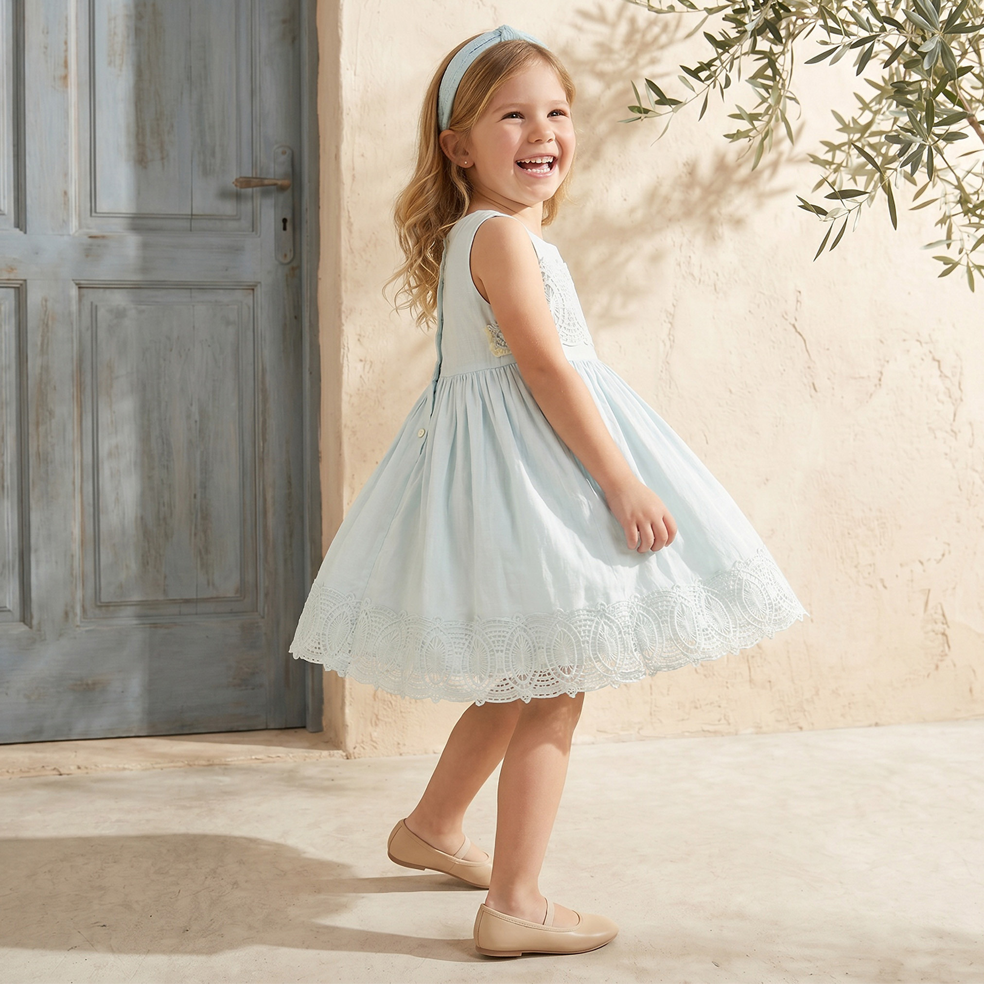 Round Neck Sleeveless Knee Length Prom Dress with Lace Trim-girls-clothing-dressesandjumpsuits-image-5