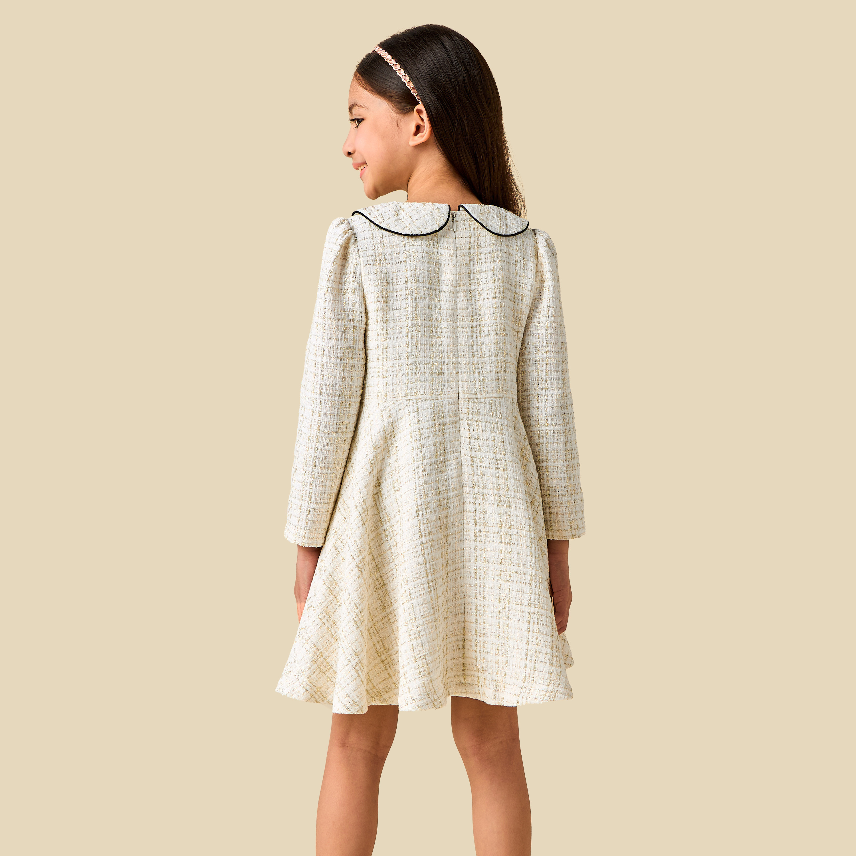 Eligo Peter Pan Collar Long Sleeve Dress with Belt-girls-clothing-dressesandjumpsuits-image-3