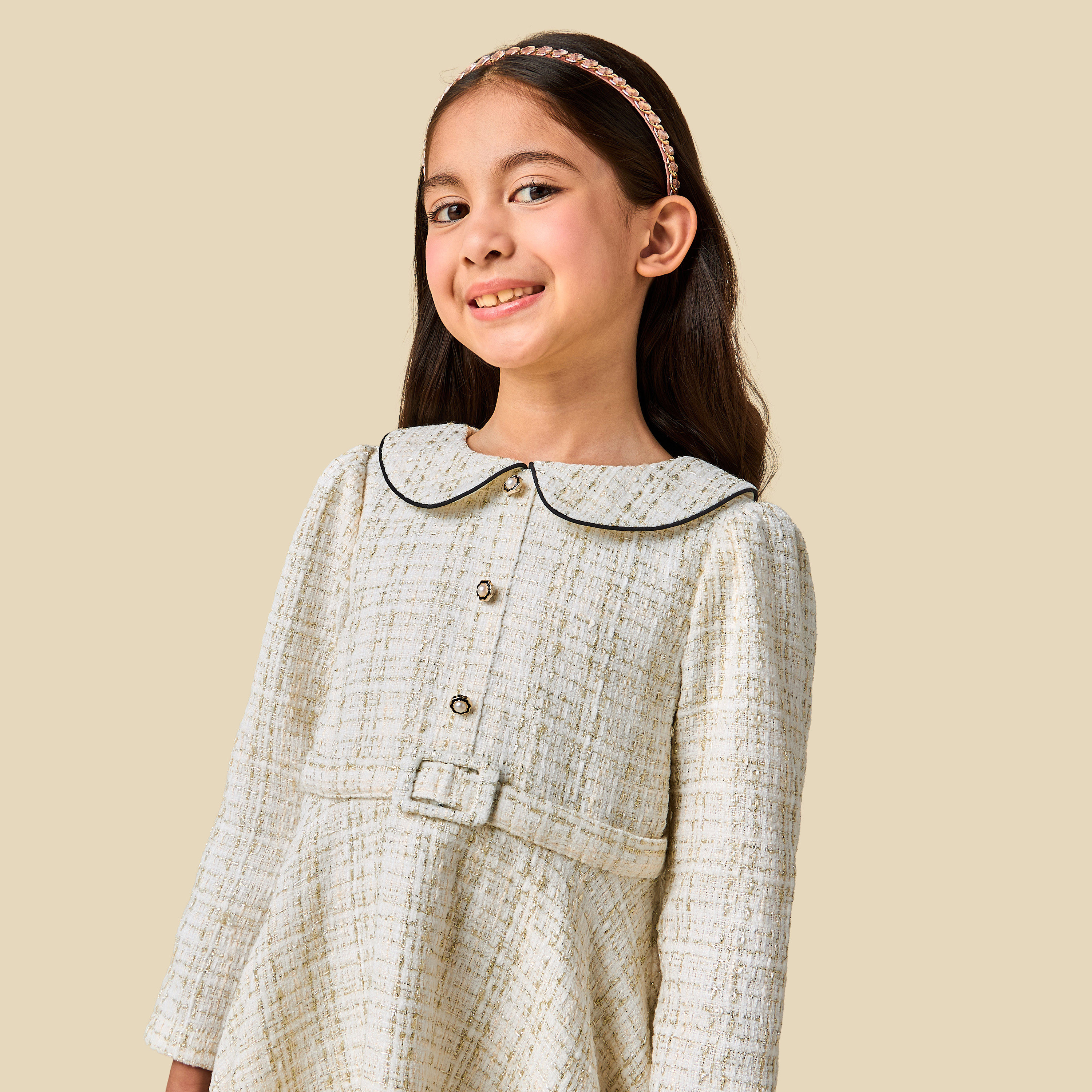Eligo Peter Pan Collar Long Sleeve Dress with Belt-girls-clothing-dressesandjumpsuits-image-5