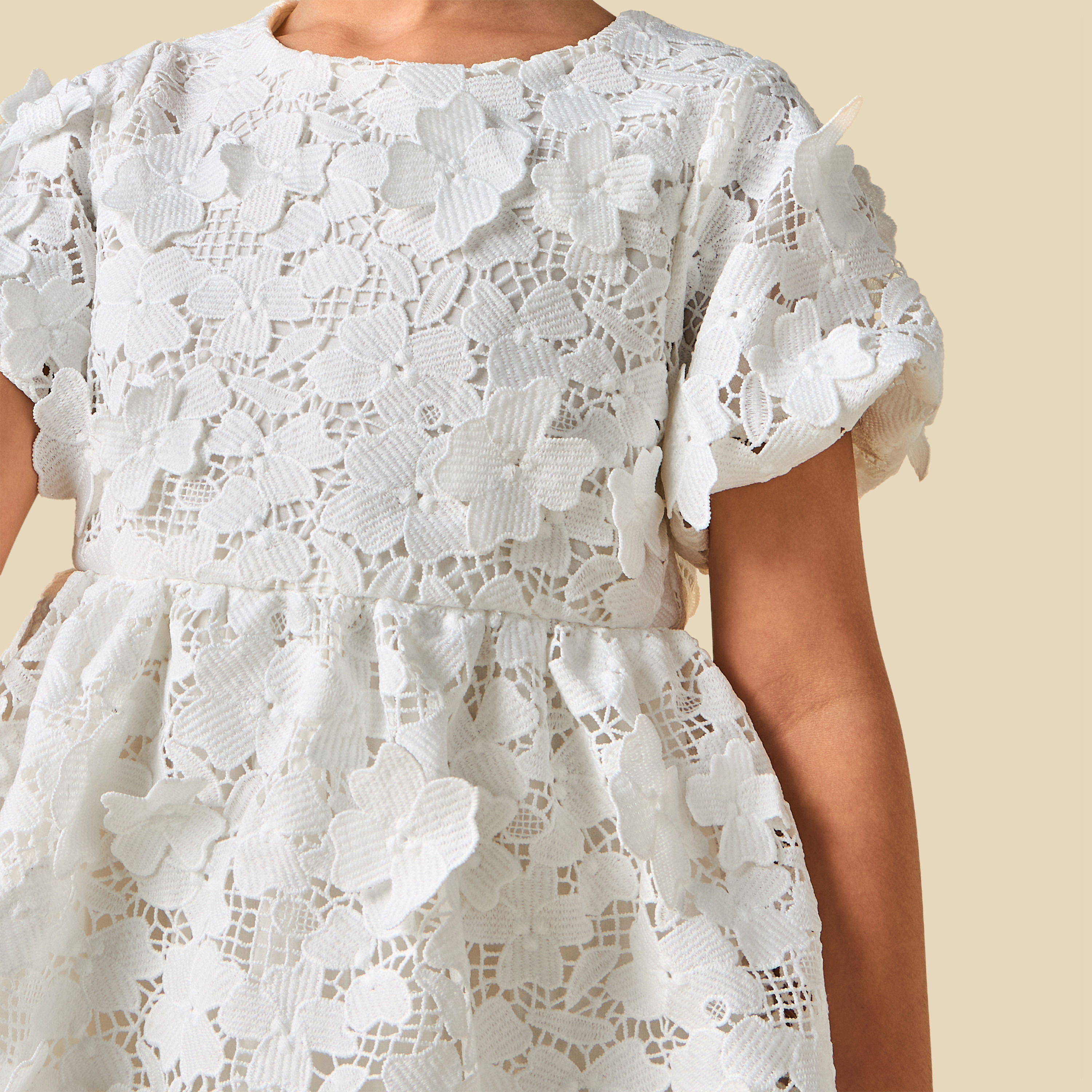 Eligo Round Neck Short Sleeves Tiered Dress with Lace Detail-girls-clothing-dressesandjumpsuits-image-3