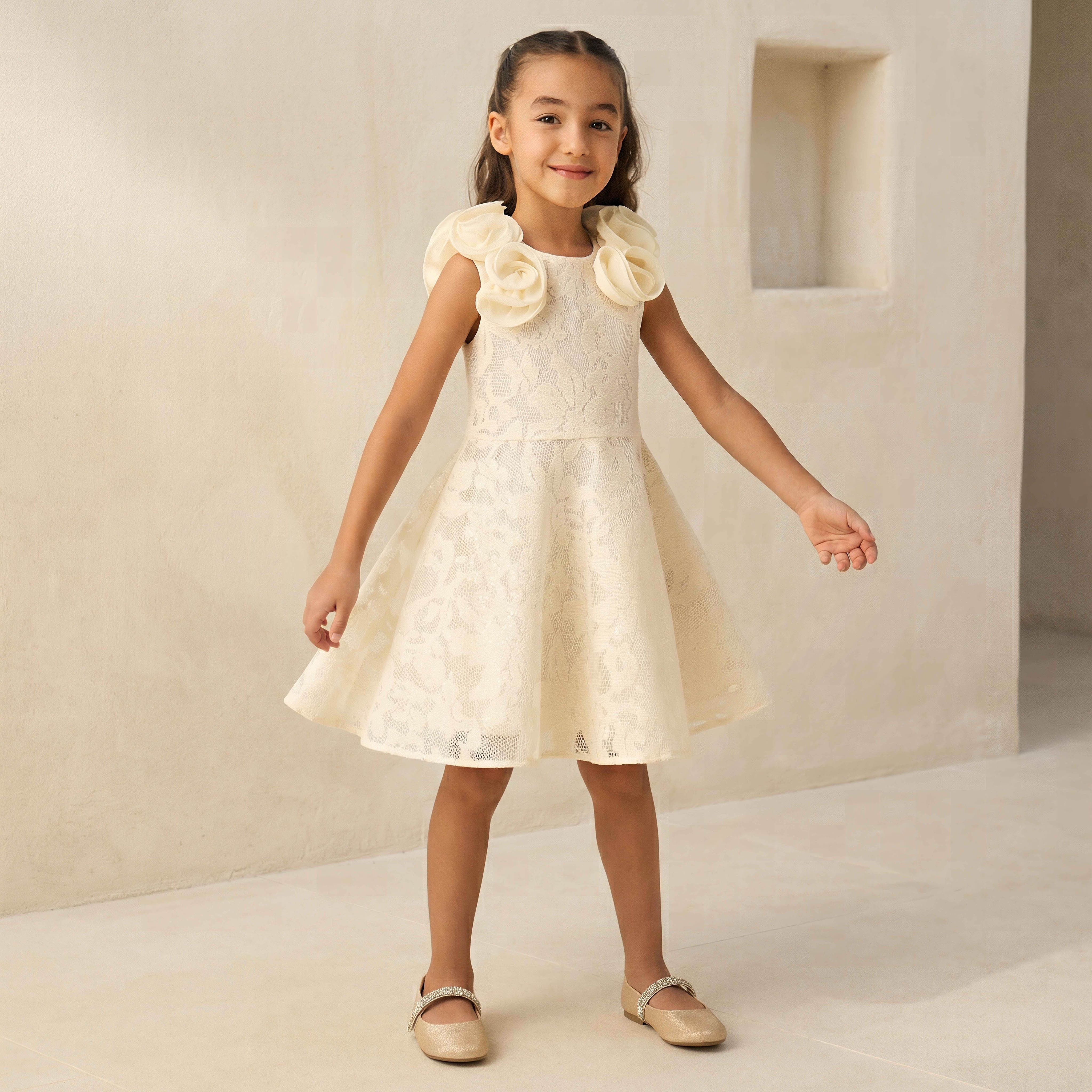 فستان دون أكمام بزينة أزهار وياقة مستديرة من إليجو-girls-clothing-dressesandjumpsuits-image-1