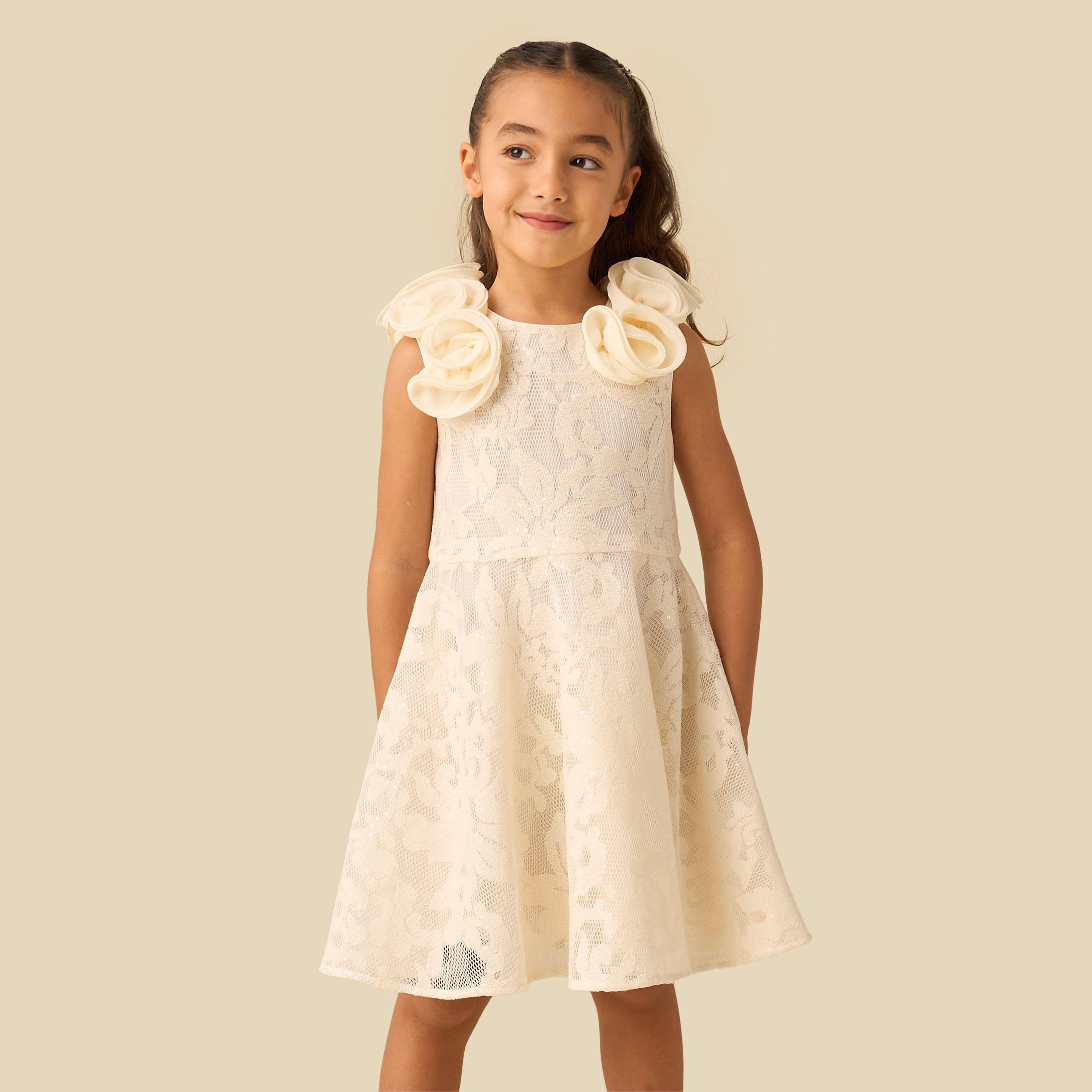 فستان دون أكمام بزينة أزهار وياقة مستديرة من إليجو-girls-clothing-dressesandjumpsuits-image-2