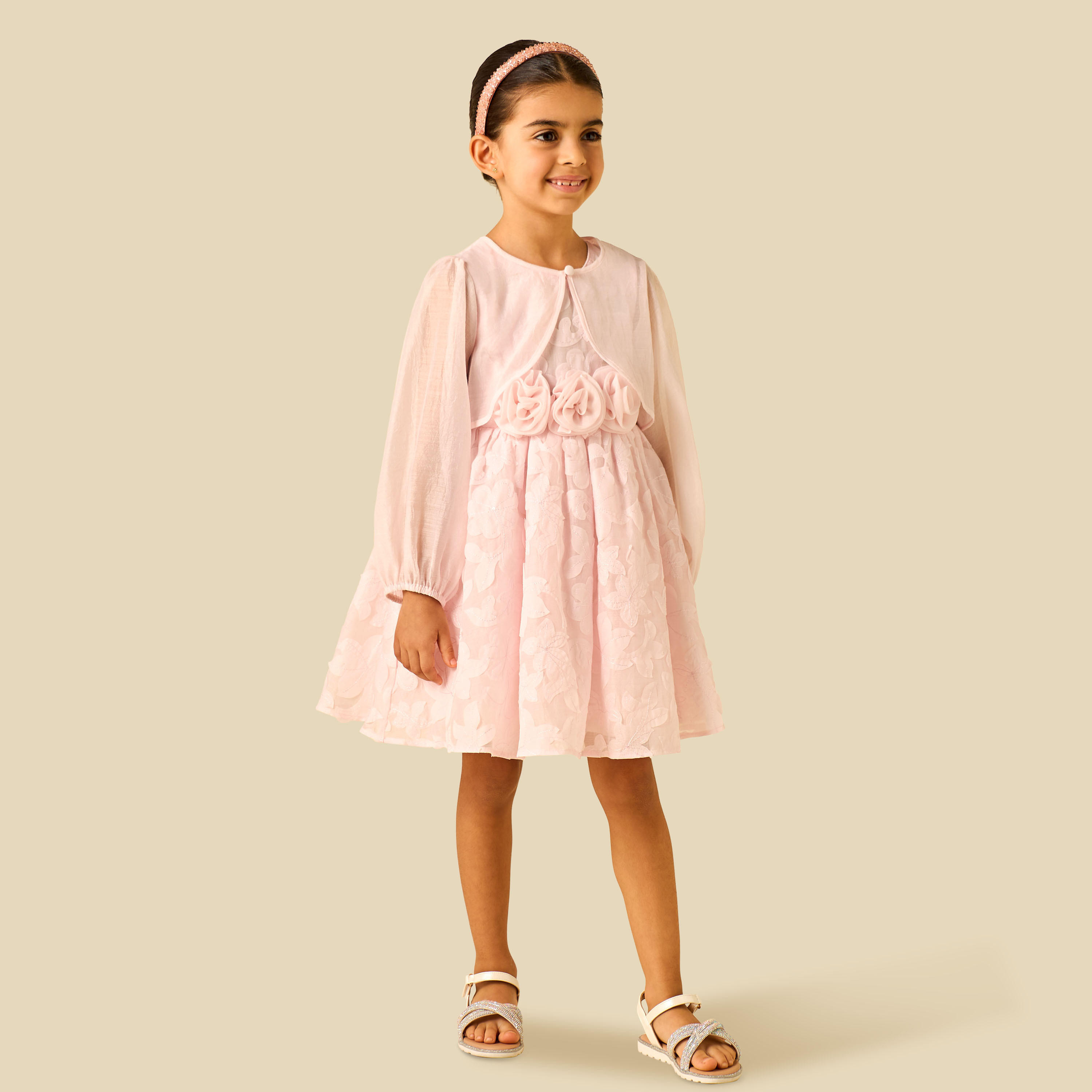 Eligo Round Neck Sleeveless Dress with Bolero Jacket-girls-clothing-dressesandjumpsuits-image-1