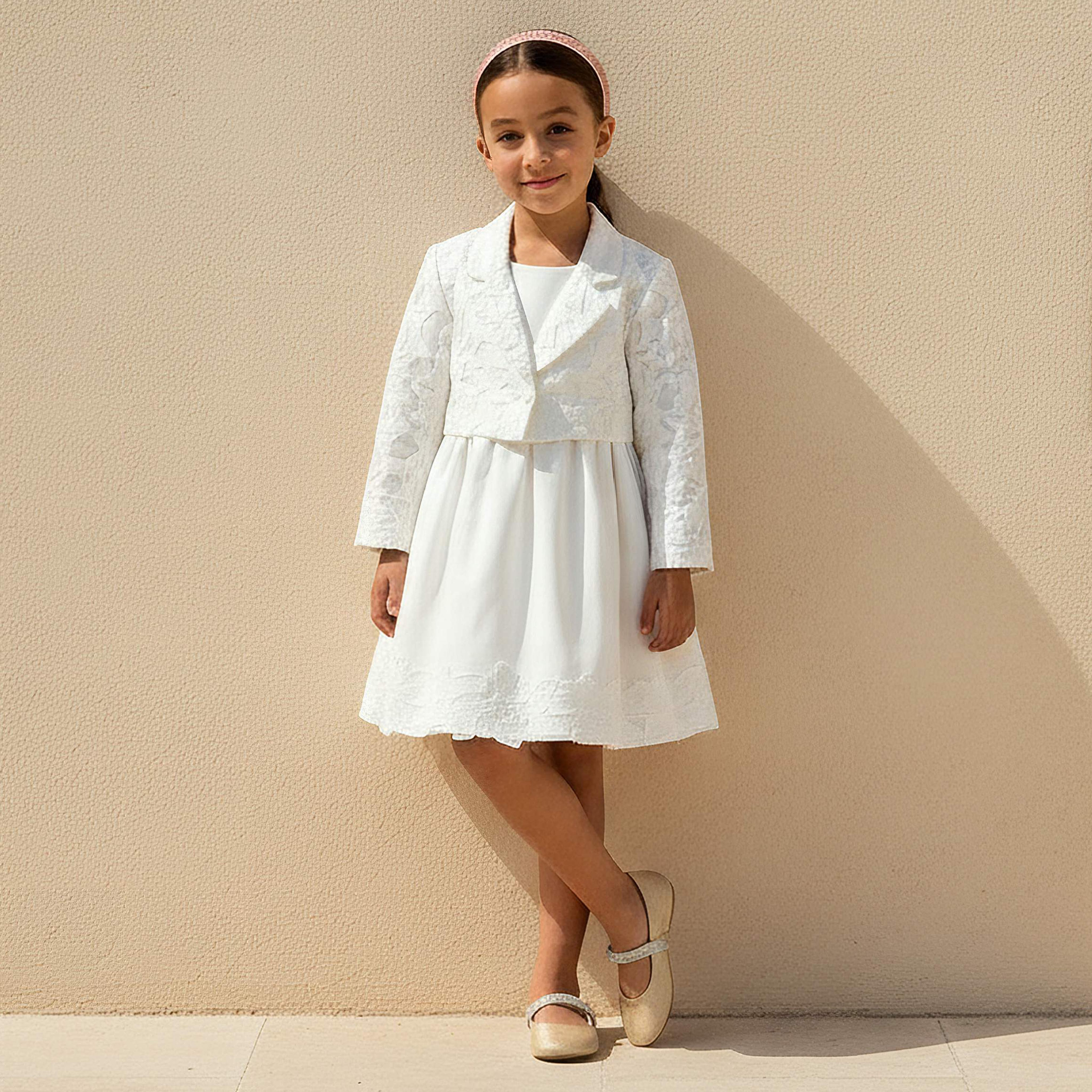 طقم فستان إيه لاين دون أكمام بتطريز دانتيل مع بوليرو من إليجو-girls-clothing-dressesandjumpsuits-image-1