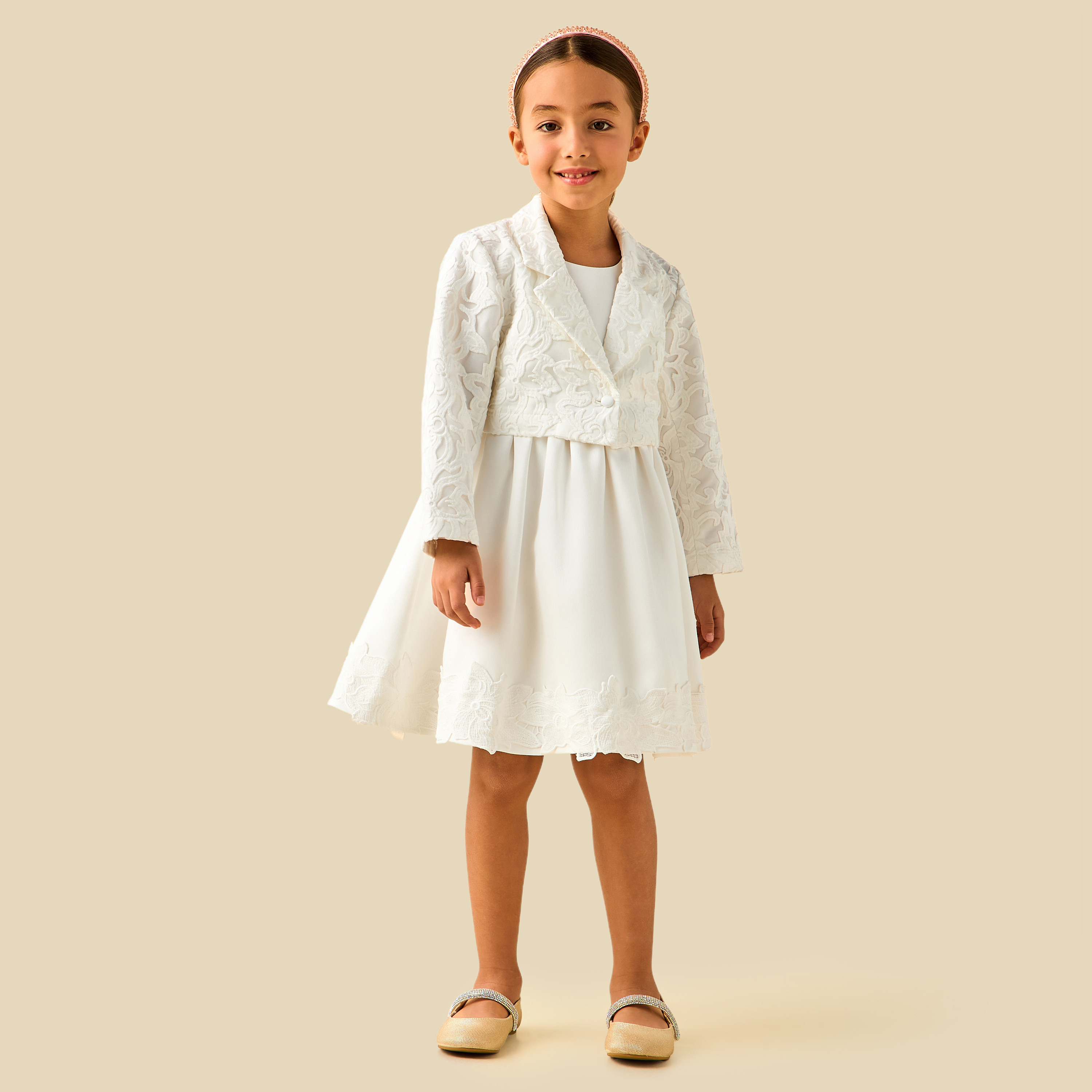 طقم فستان إيه لاين دون أكمام بتطريز دانتيل مع بوليرو من إليجو-girls-clothing-dressesandjumpsuits-image-2