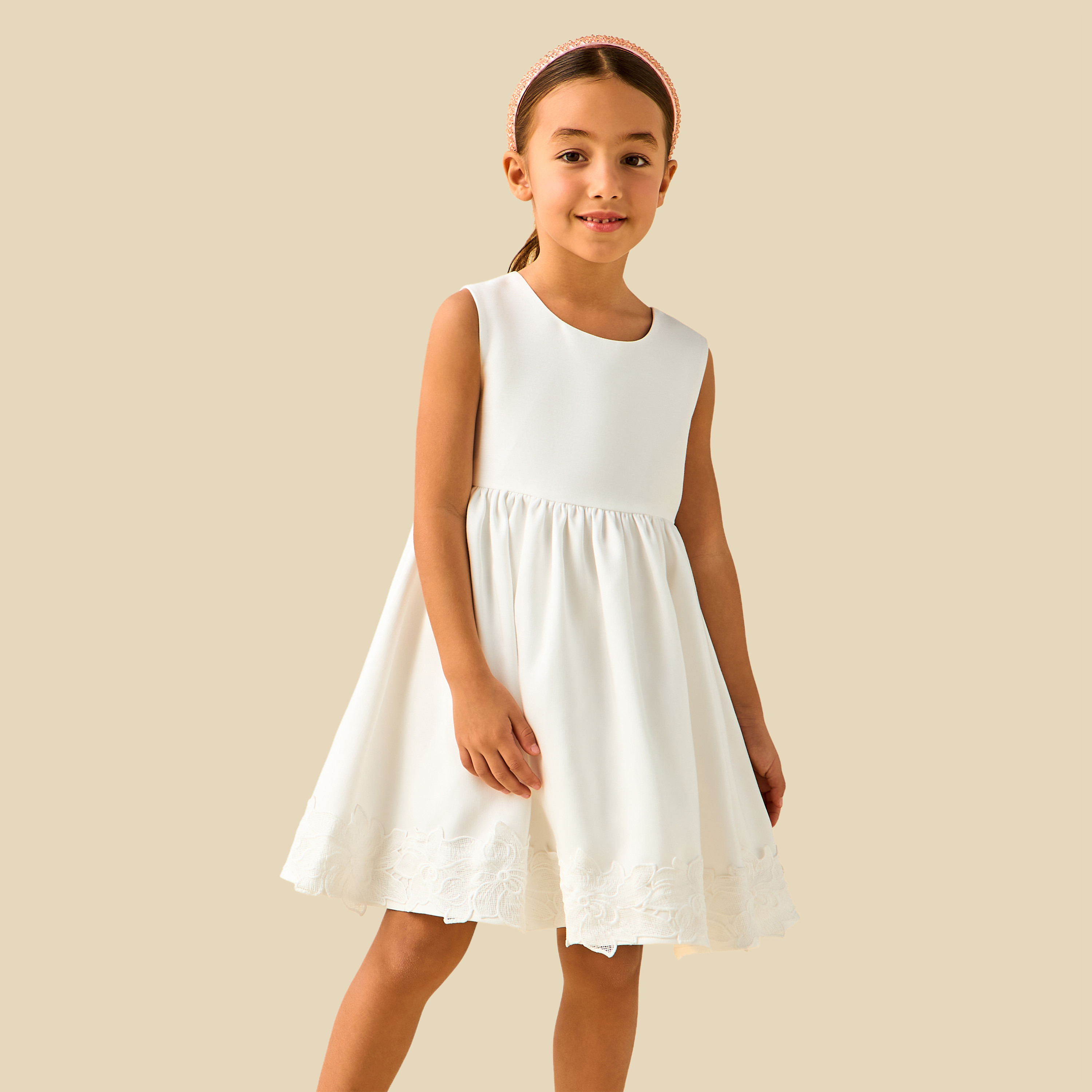 طقم فستان إيه لاين دون أكمام بتطريز دانتيل مع بوليرو من إليجو-girls-clothing-dressesandjumpsuits-image-3