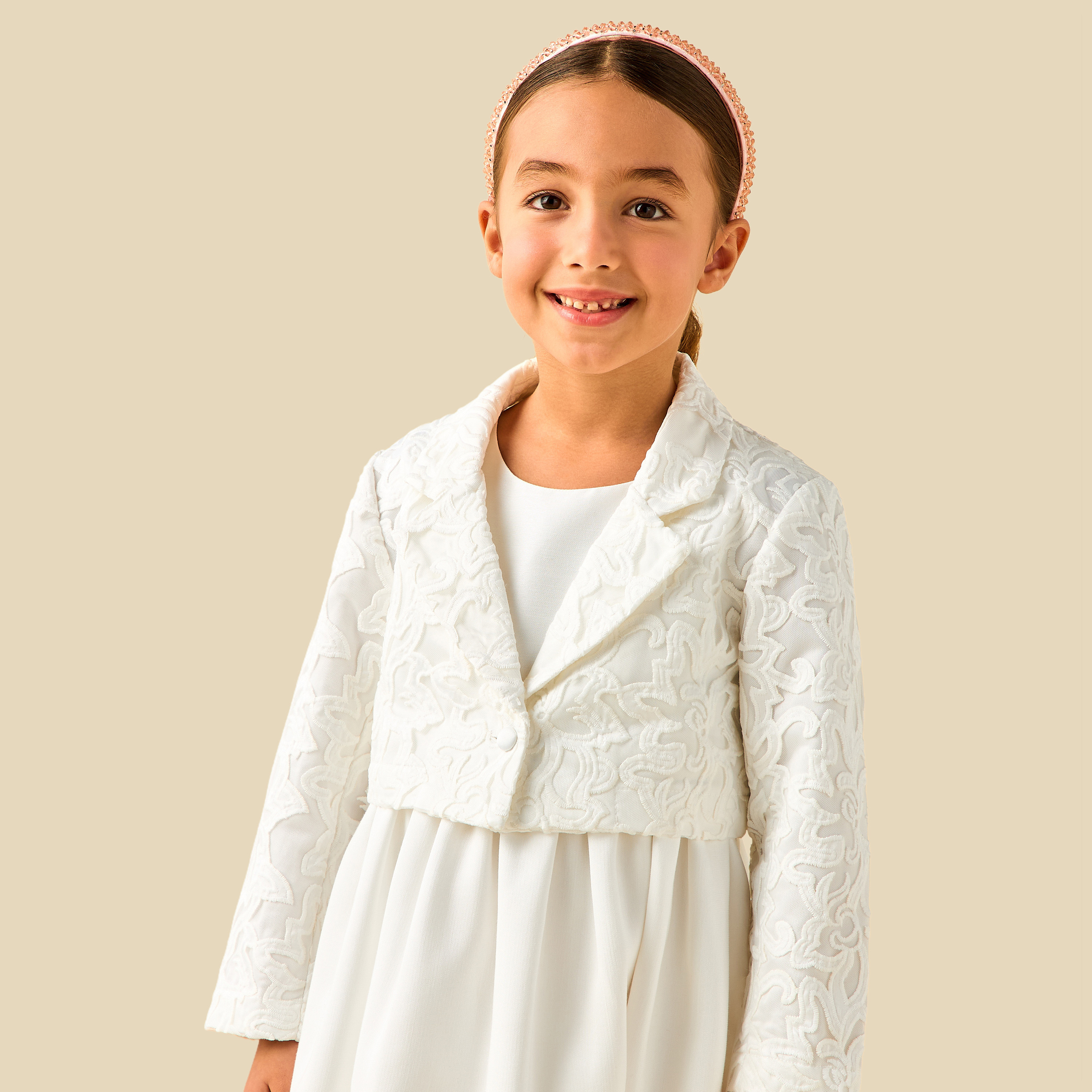 طقم فستان إيه لاين دون أكمام بتطريز دانتيل مع بوليرو من إليجو-girls-clothing-dressesandjumpsuits-image-5