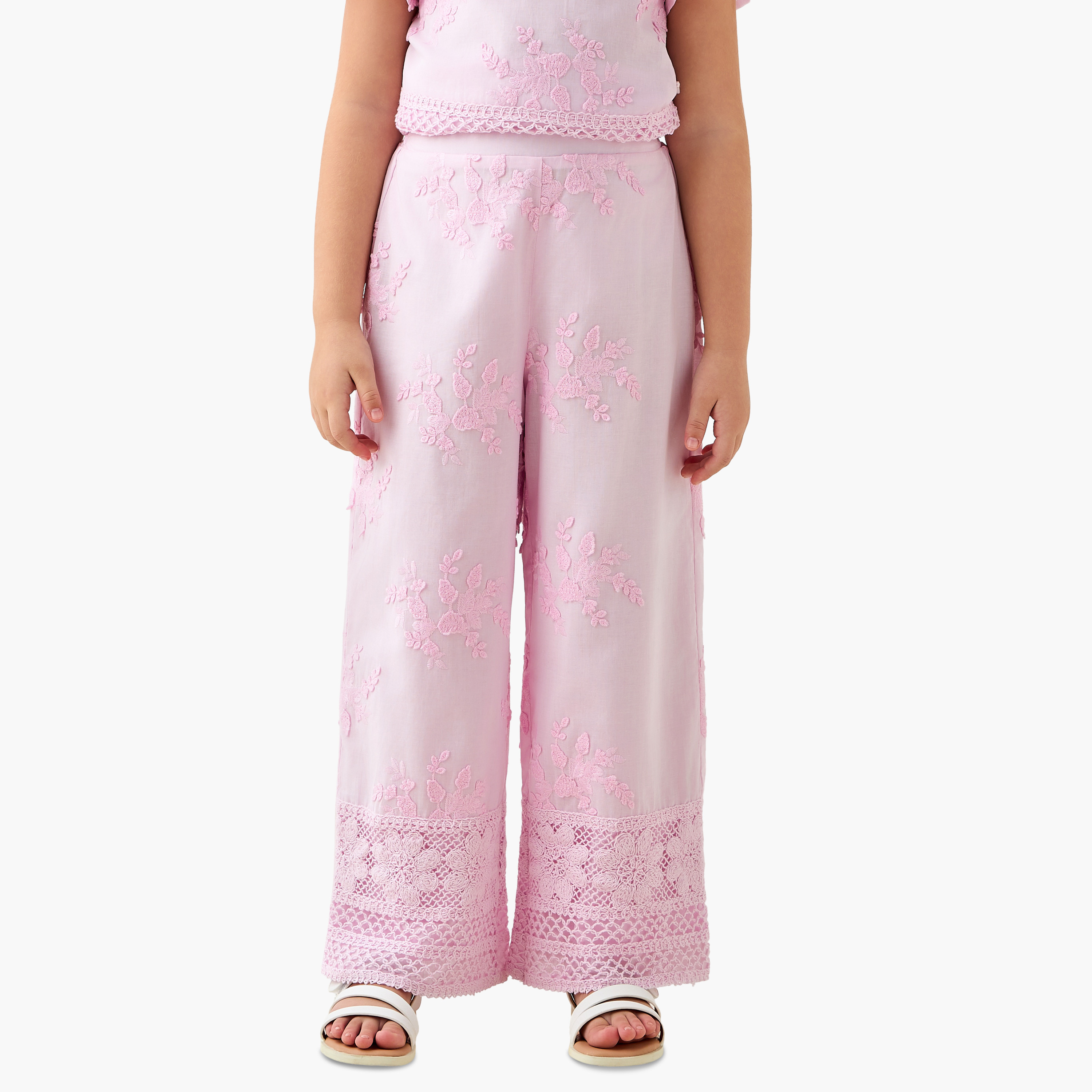 Eligo Collared Short Sleeves Top and Pants Set with Embroidery-girls-clothing-setsandcoords-image-4