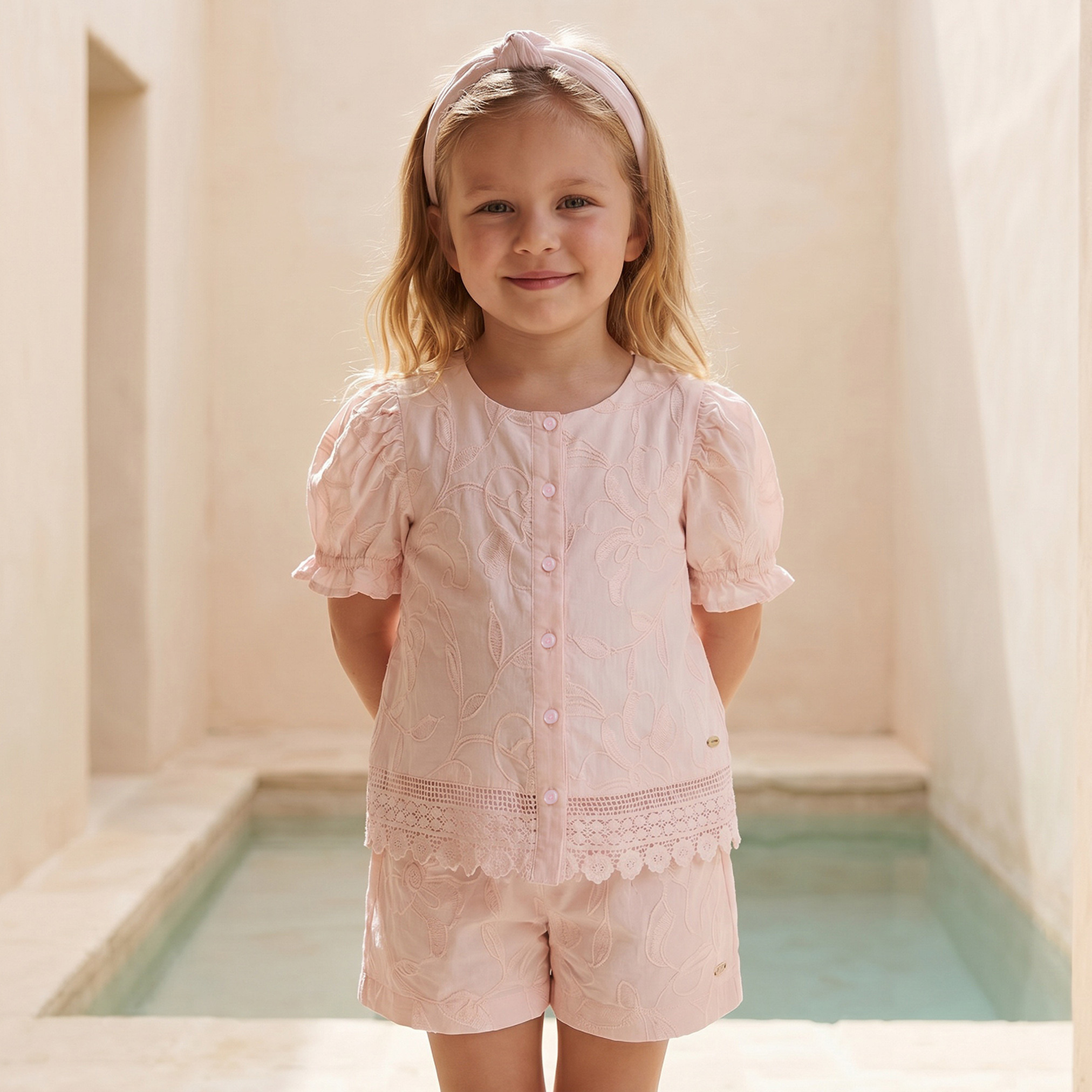 Eligo Round Neck Short Sleeves Top and Shorts Set with Embroidery-baby-girls-clothing-setsandcoords-image-2