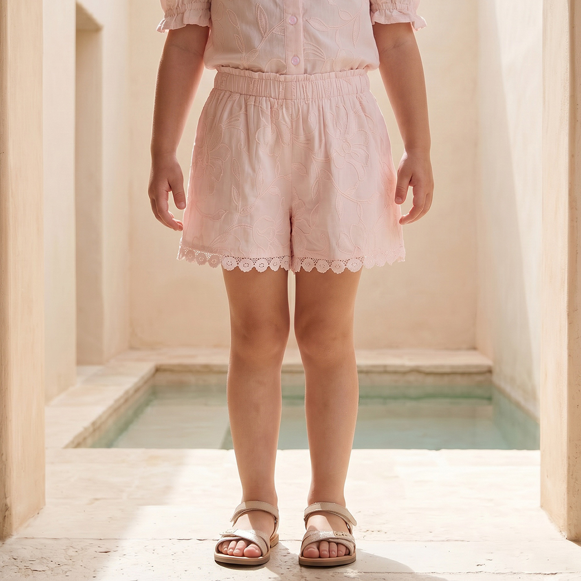 Eligo Round Neck Short Sleeves Top and Shorts Set with Embroidery-baby-girls-clothing-setsandcoords-image-4