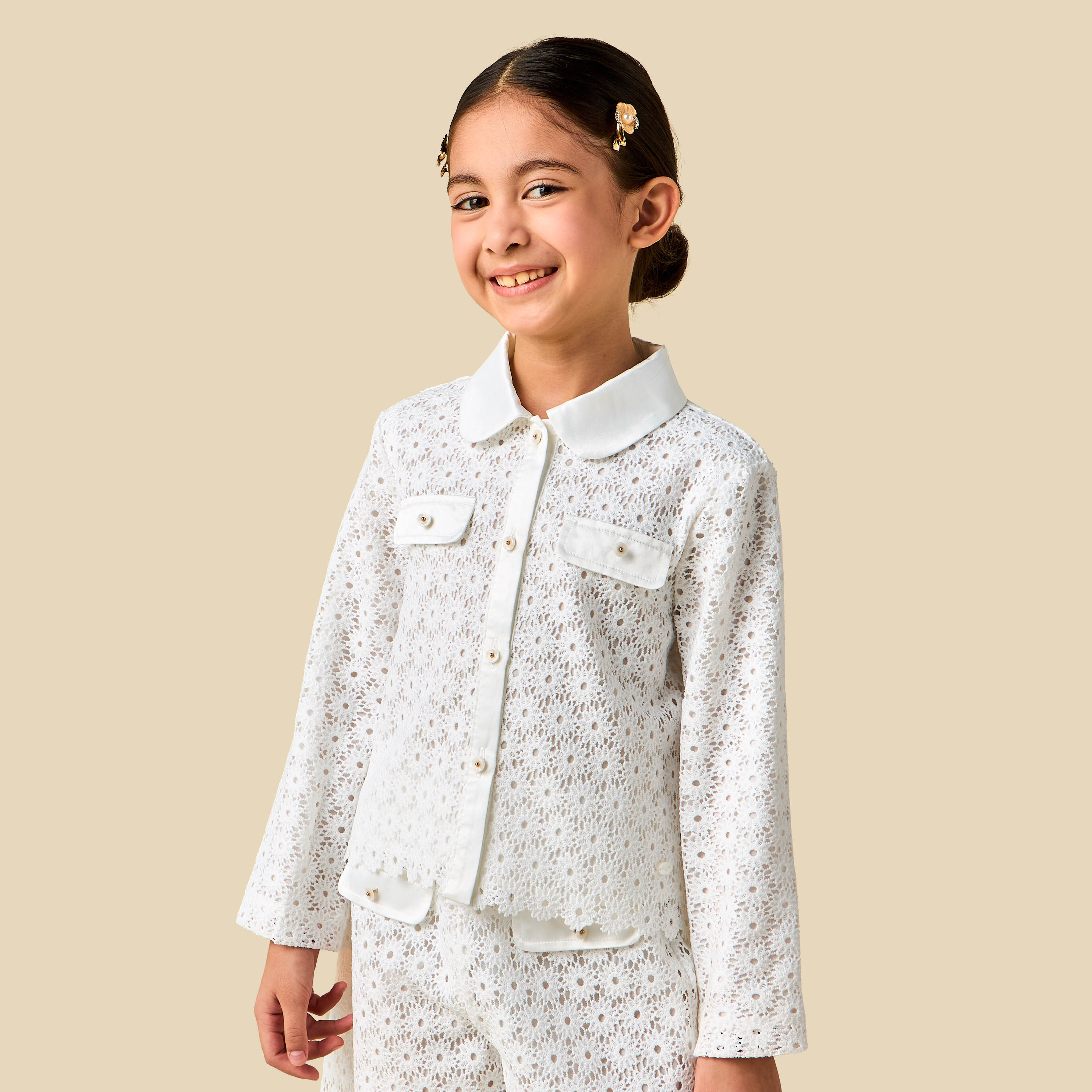 Eligo Collared Shirt and Shorts Set with Broderie Anglaise Detail-baby-girls-clothing-setsandcoords-image-2