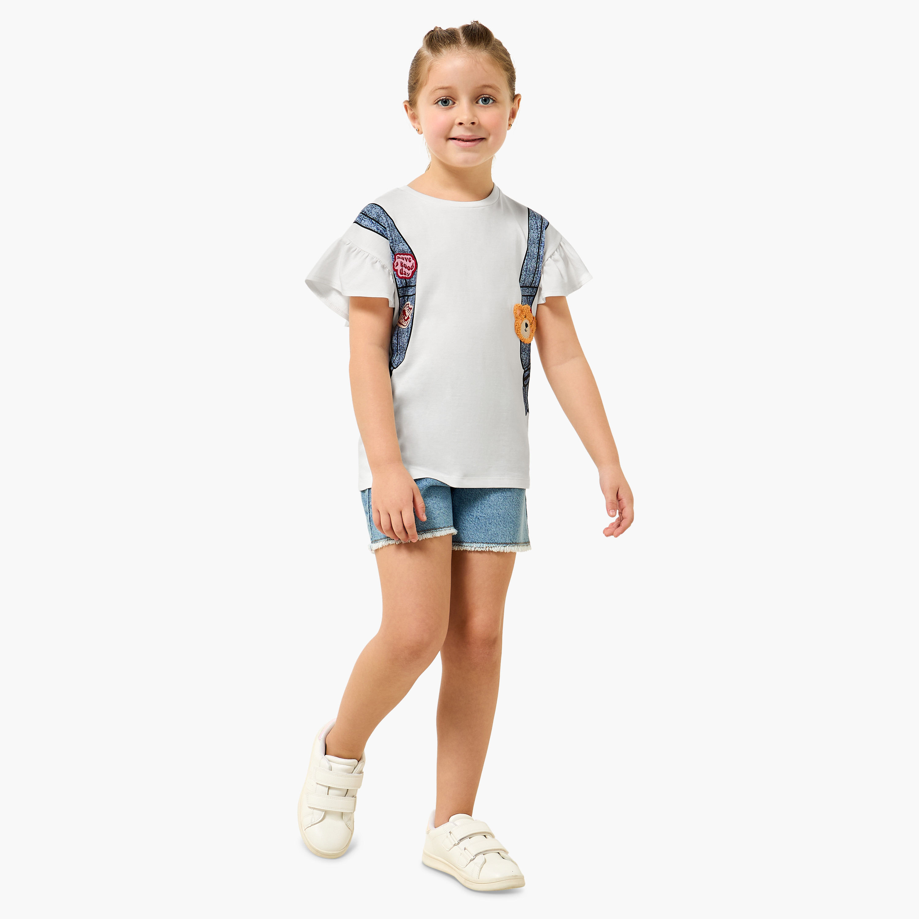 Lee Cooper Crew Neck Short Sleeve T-shirt with Backpack Print-girls-clothing-tshirts-image-2