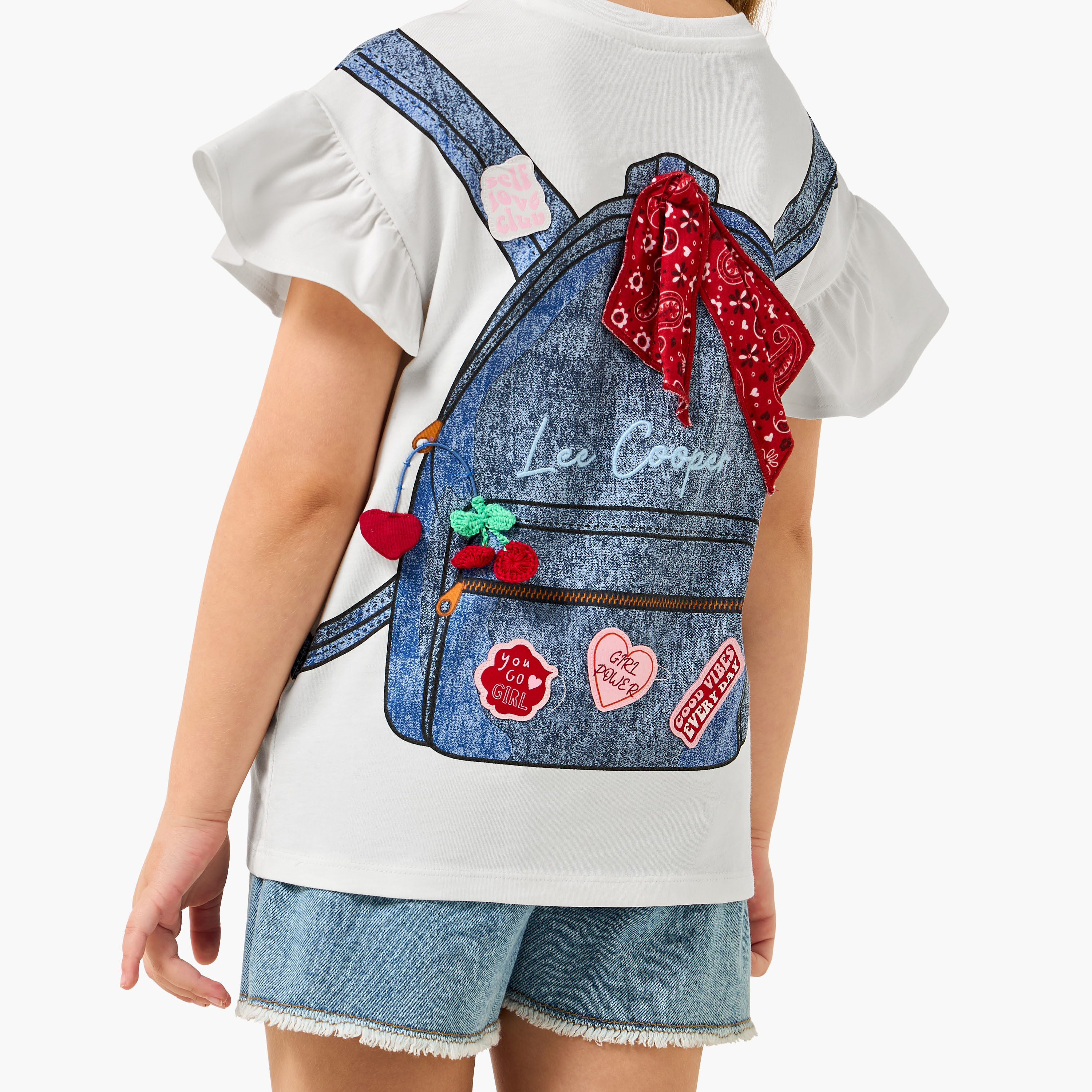 Lee Cooper Crew Neck Short Sleeve T-shirt with Backpack Print-girls-clothing-tshirts-image-4