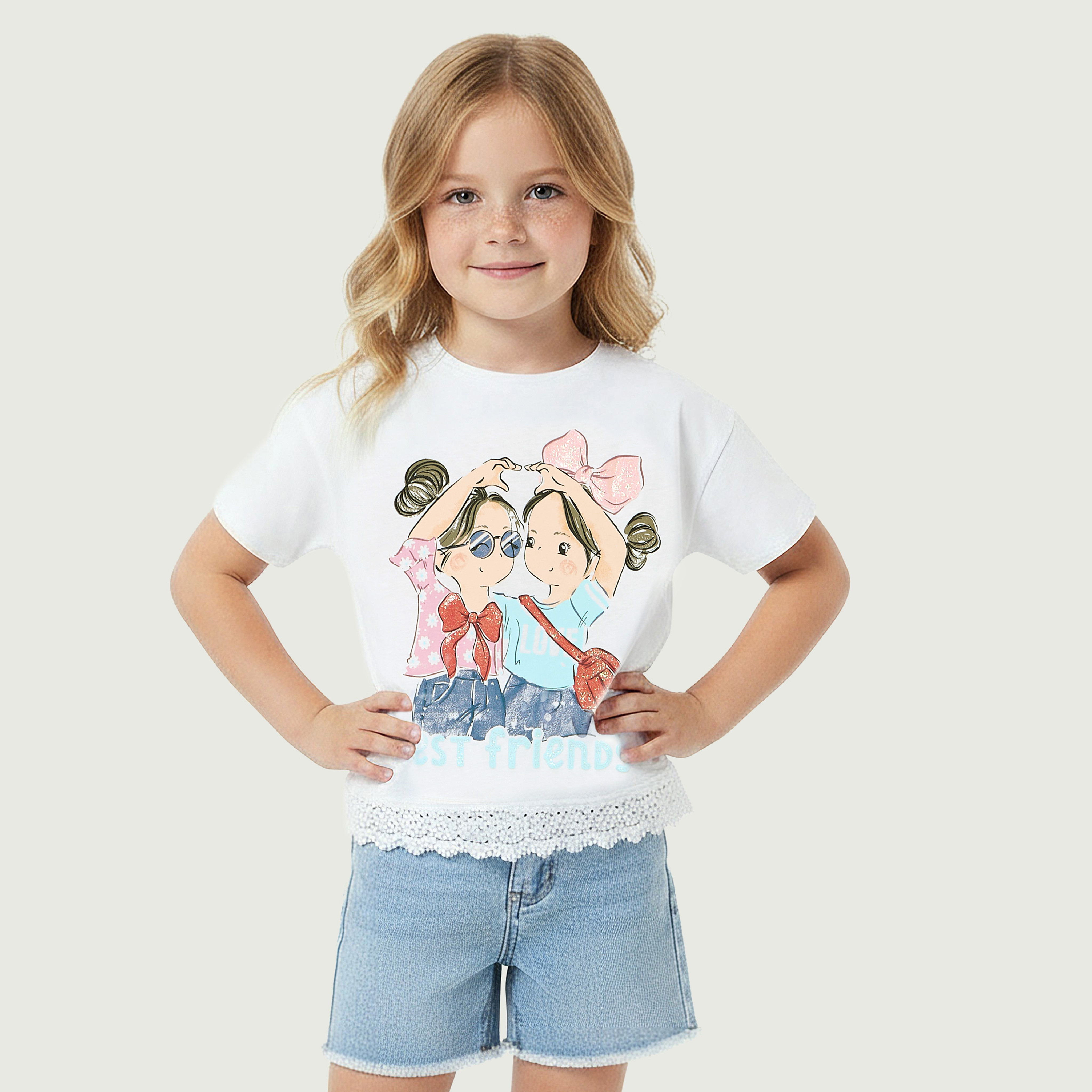 Lee Cooper Crew Neck Short Sleeves T-shirt with Graphic Print-girls-clothing-tshirts-image-1