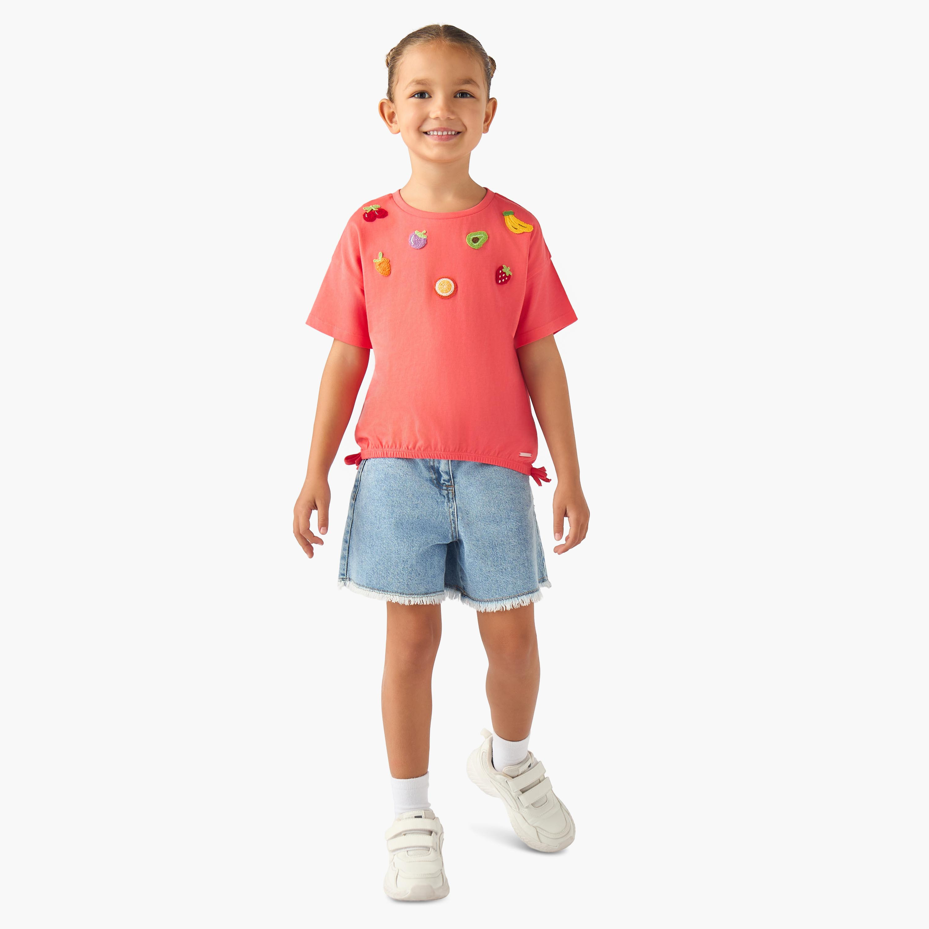 Lee Cooper Crew Neck Short Sleeve T-shirt with Fruit Applique-girls-clothing-tshirts-image-2
