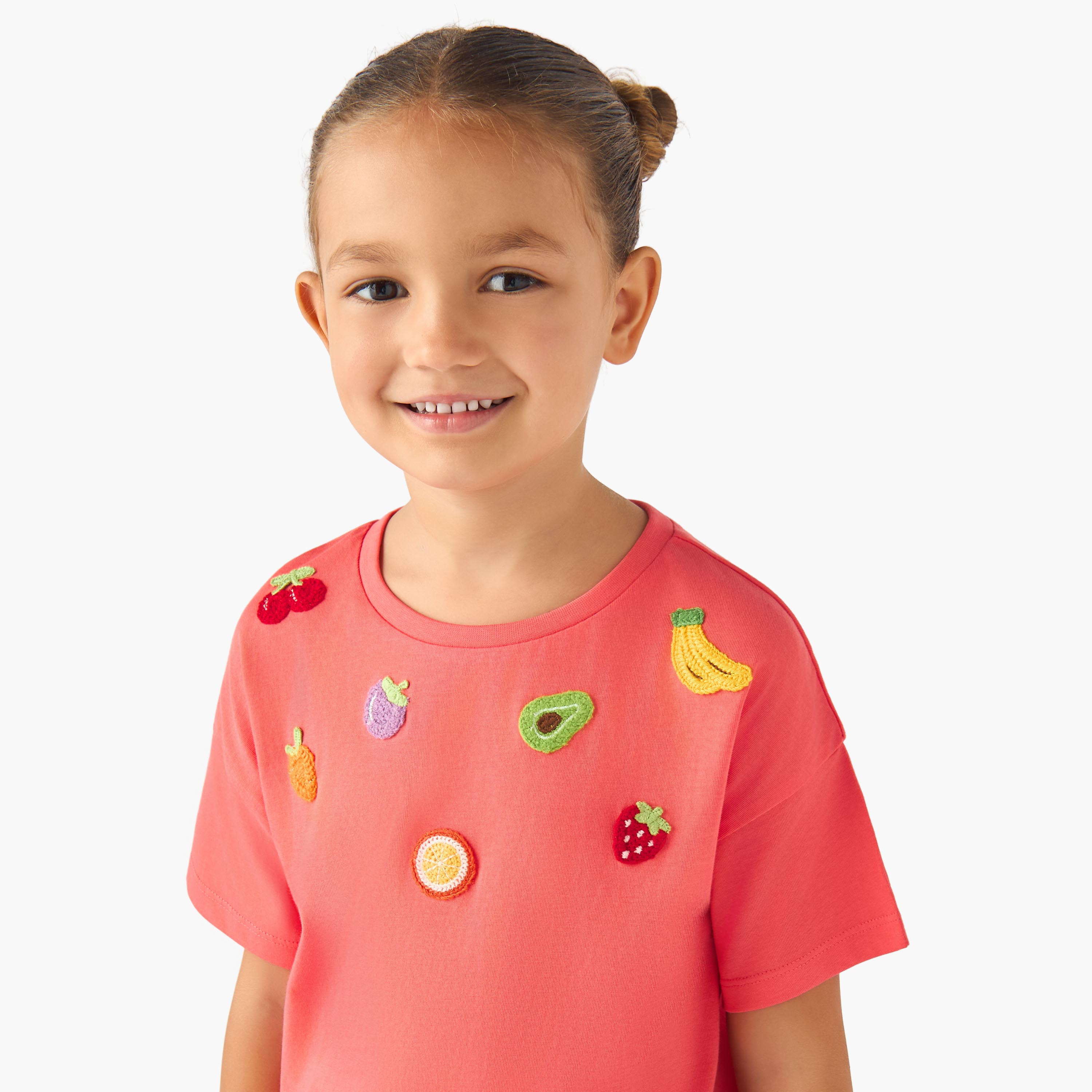 Lee Cooper Crew Neck Short Sleeve T-shirt with Fruit Applique-girls-clothing-tshirts-image-4