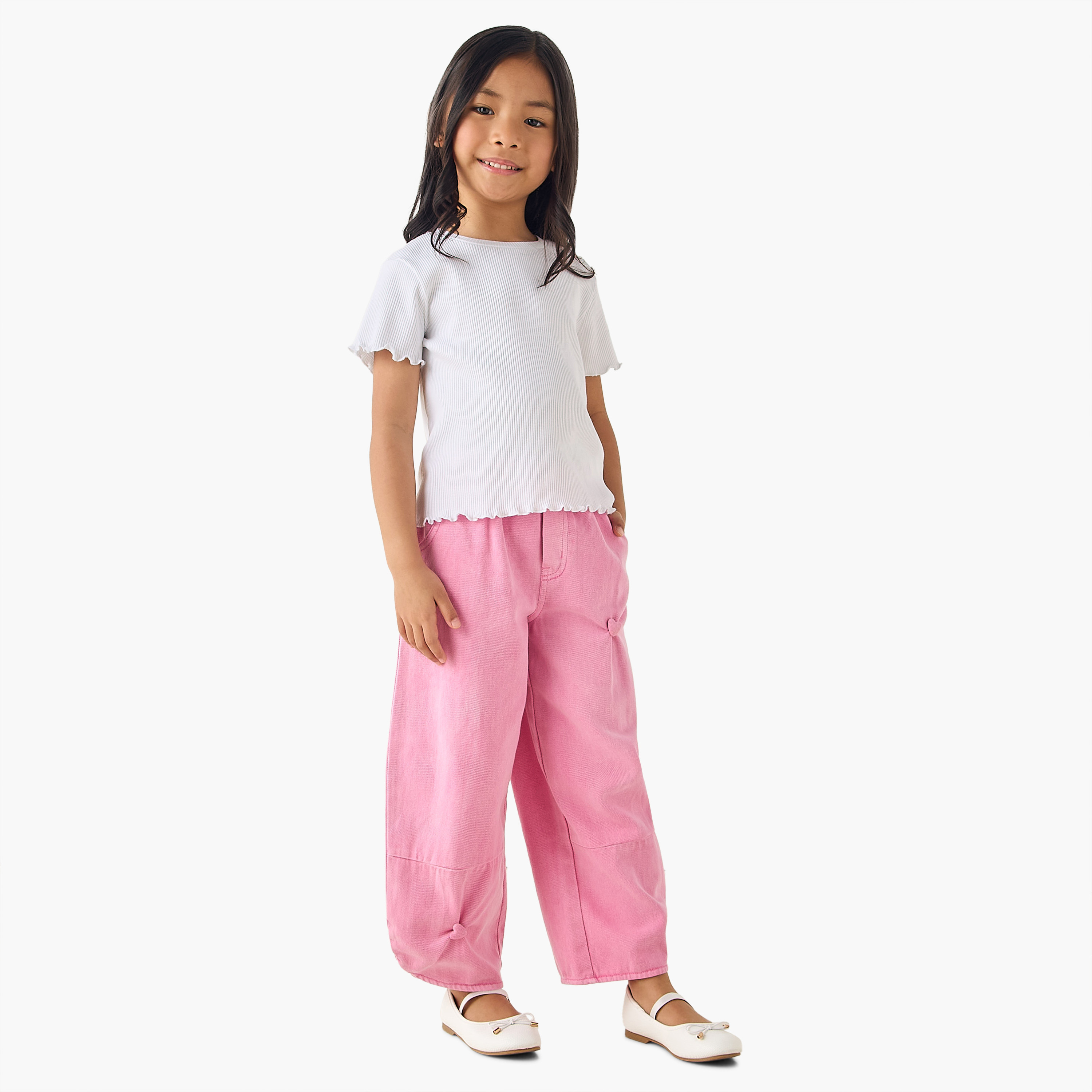 بنطلون بقصة مريحة وخصر مطاطي من لي كوبر-baby-girls-clothing-bottoms-trousers-image-4