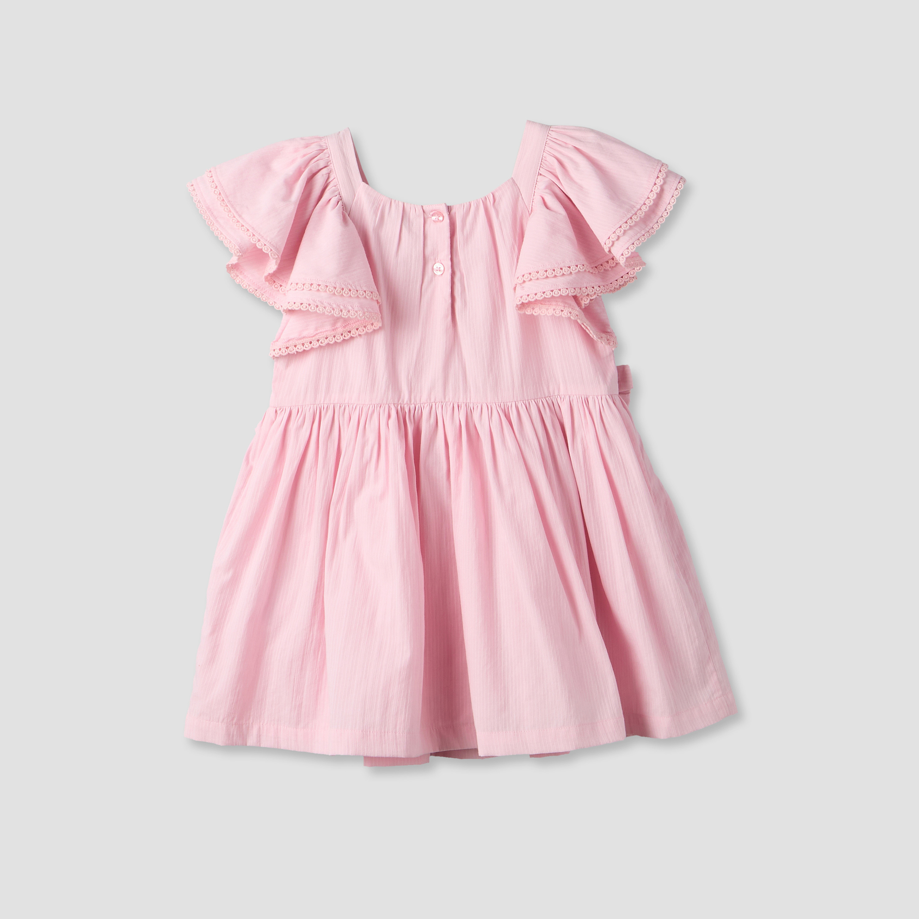 فستان بياقة مربعة وأكمام قصيرة وزخارف فيونكة من لي كوبر-girls-clothing-dressesandjumpsuits-image-3