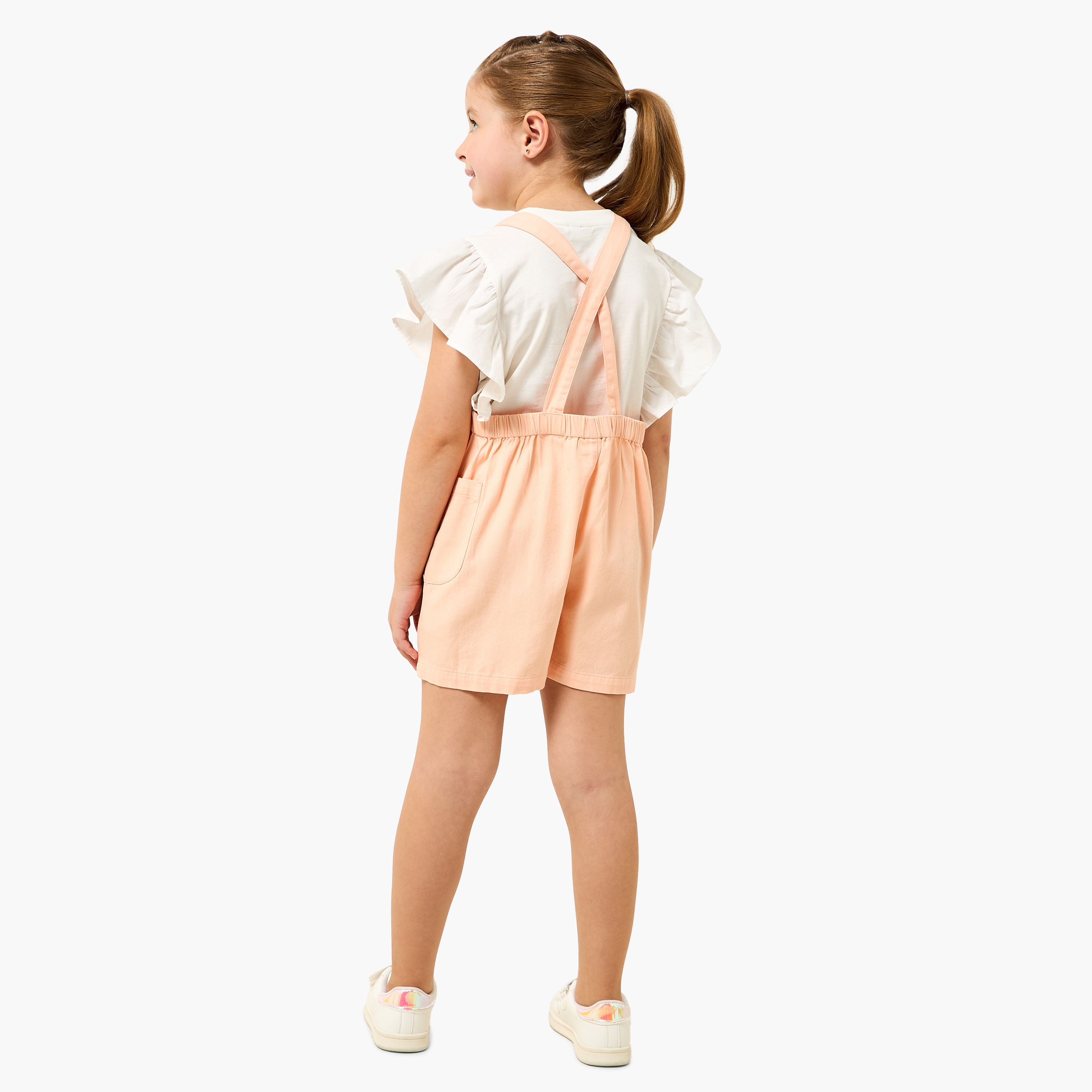 Lee Cooper Round Neck Short Sleeves T-shirt and Dungaree Set with Embellished Detail-girls-clothing-dressesandjumpsuits-image-3