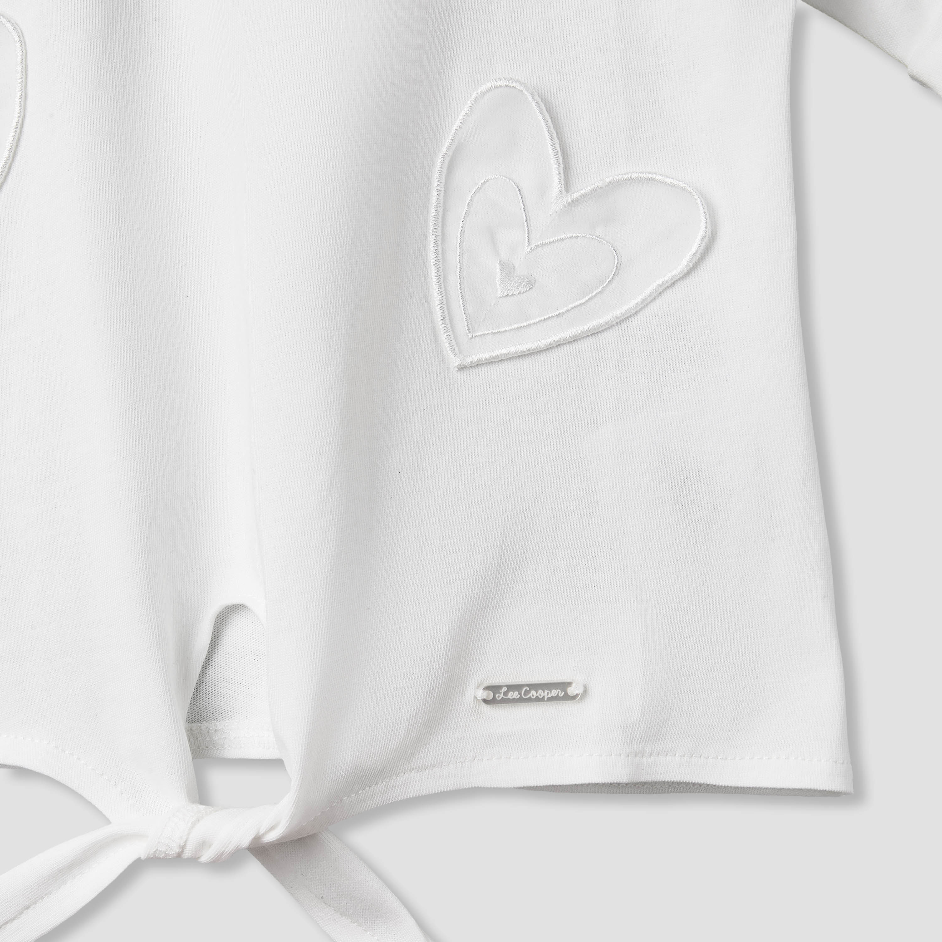 طقم بنطلون رياضي وتيشيرت بأكمام قصيرة وياقة مستديرة بربطة فيونكة من لي كوبر-girls-clothing-setsandcoords-image-3