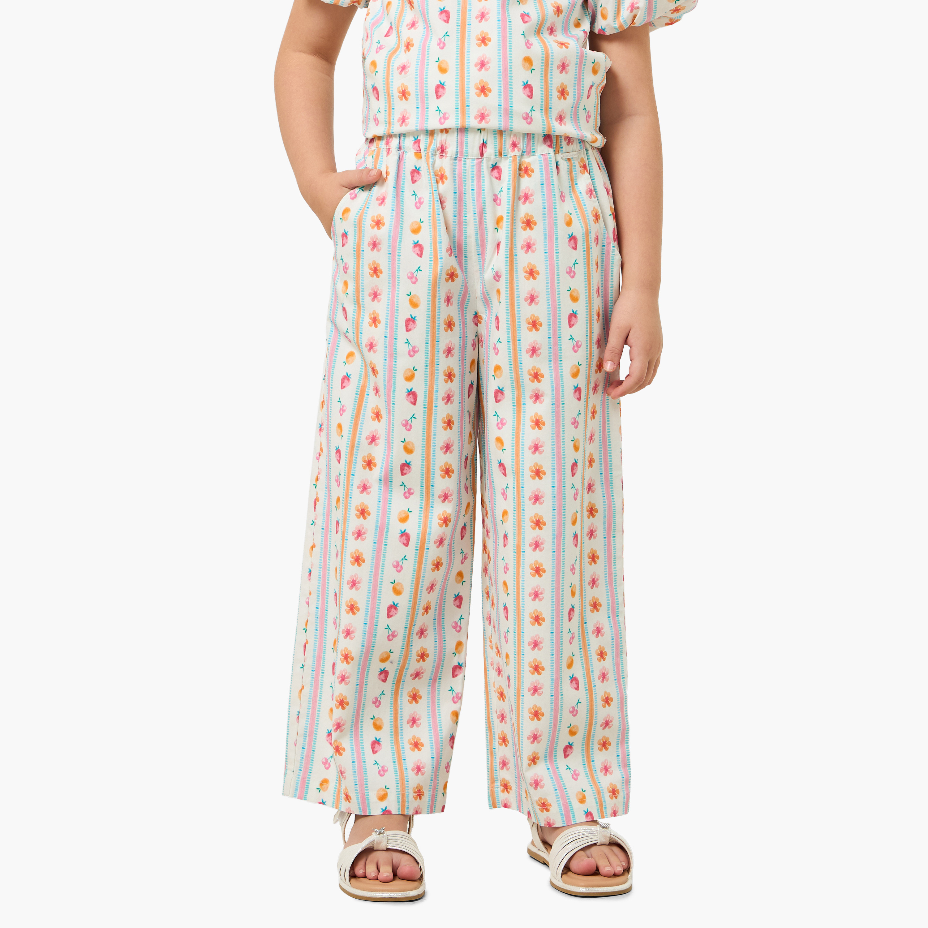 Lee Cooper Sailor Collar Short Sleeves Top and Pants Set with Fruit Print-girls-clothing-setsandcoords-image-3