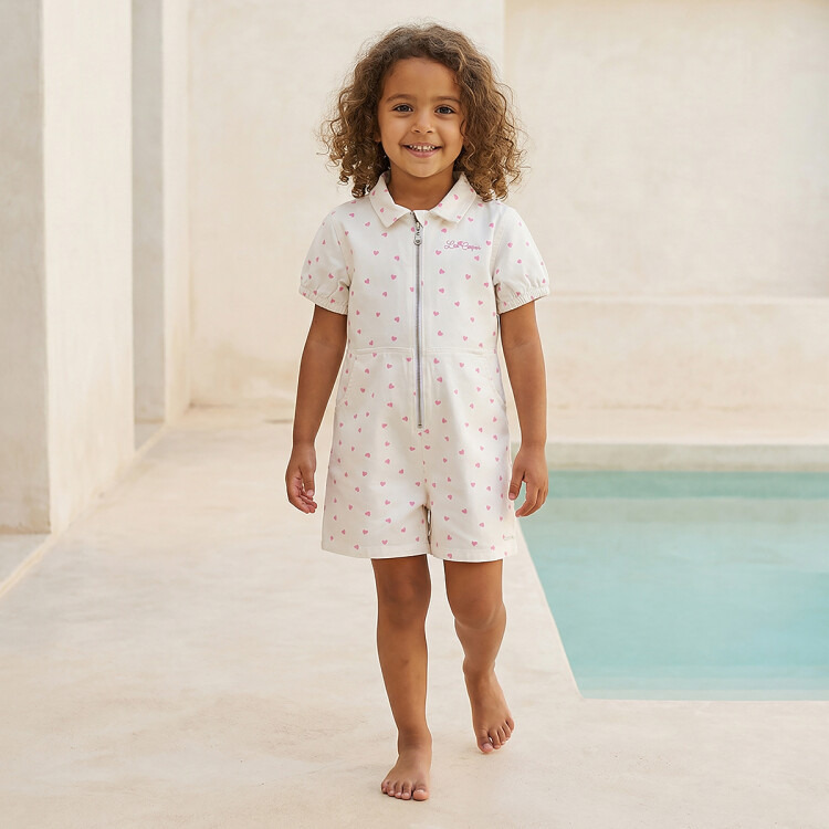 Lee Cooper Collared Short Sleeve Romper with Zip Closure-girls-clothing-dressesandjumpsuits-image-1