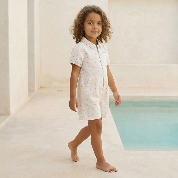 Lee Cooper Collared Short Sleeve Romper with Zip Closure-girls-clothing-dressesandjumpsuits-image-2