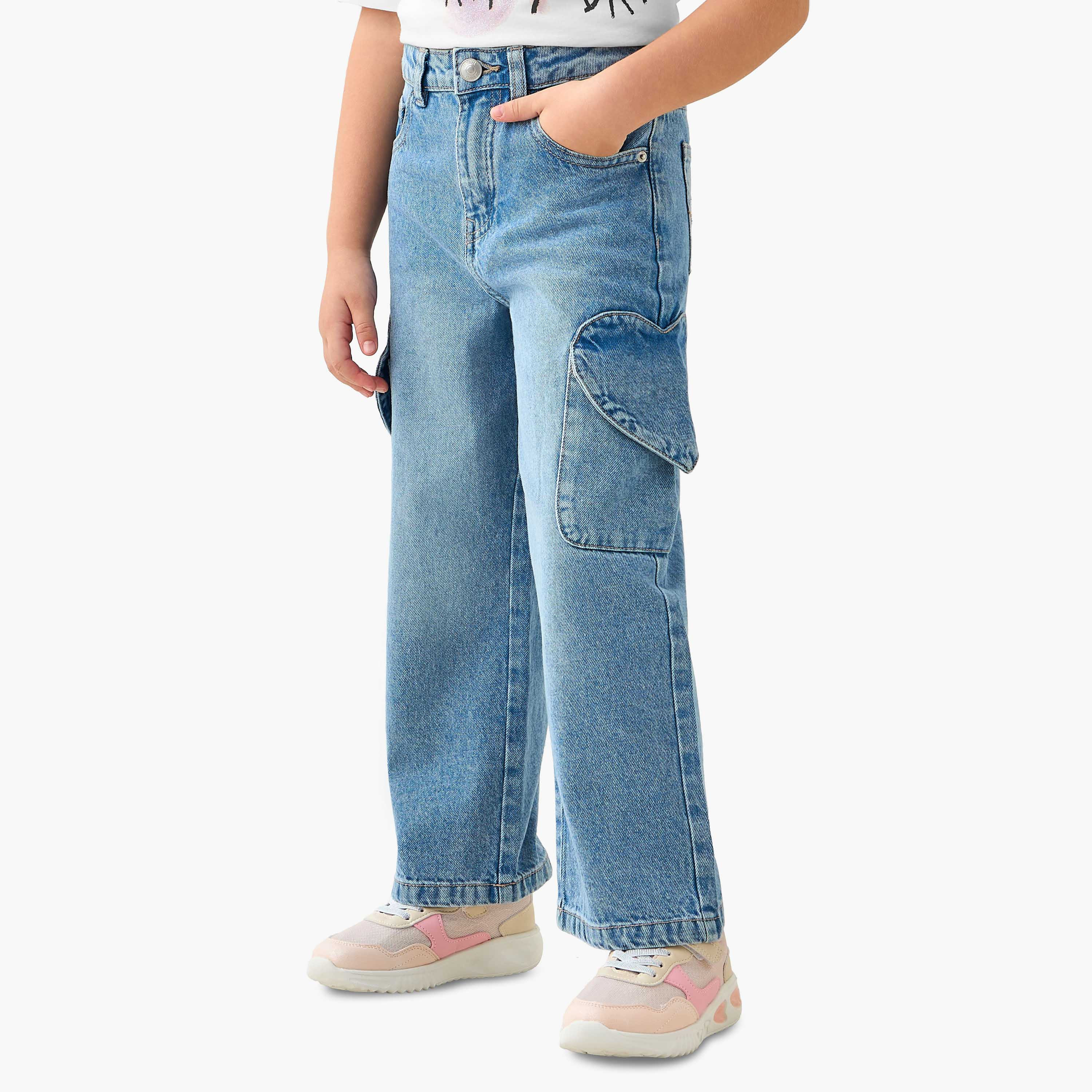 Lee Cooper Mid-Rise Wide Leg Cargo Jeans-girls-clothing-bottoms-jeansandjeggings-image-1