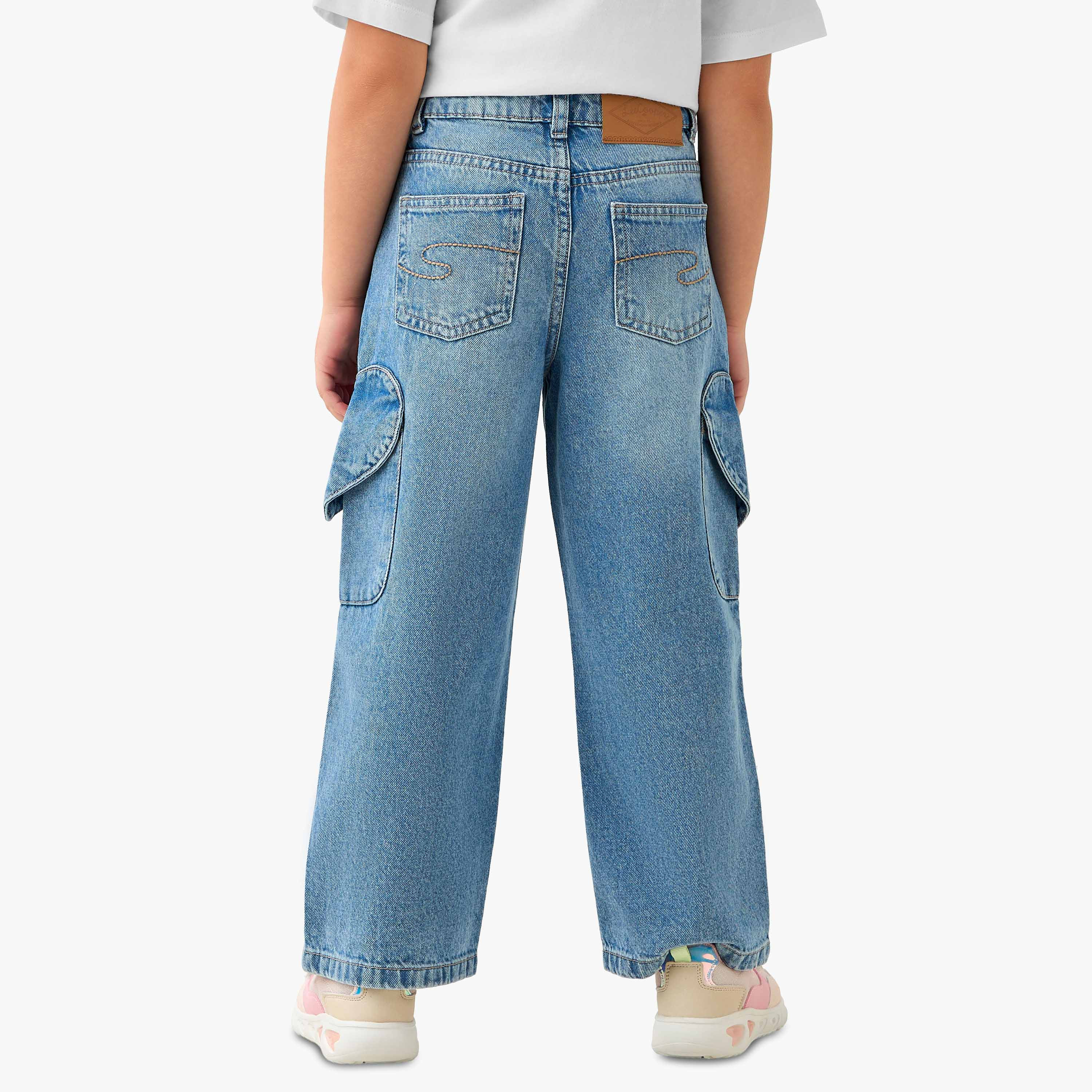 Lee Cooper Mid-Rise Wide Leg Cargo Jeans-girls-clothing-bottoms-jeansandjeggings-image-3