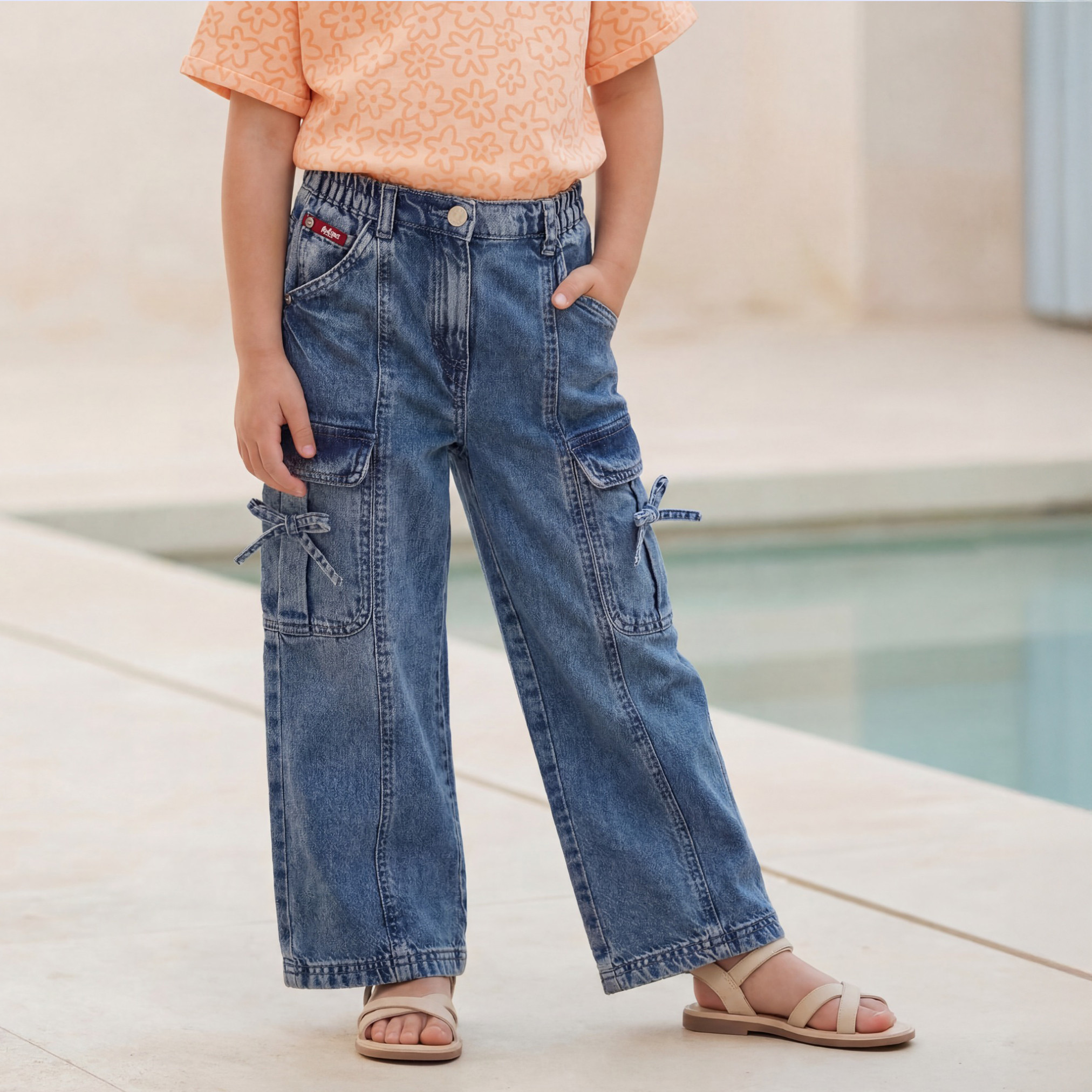 Lee Cooper Trousers with Pockets- Buttoned Waist-baby-girls-clothing-bottoms-trousers-image-1