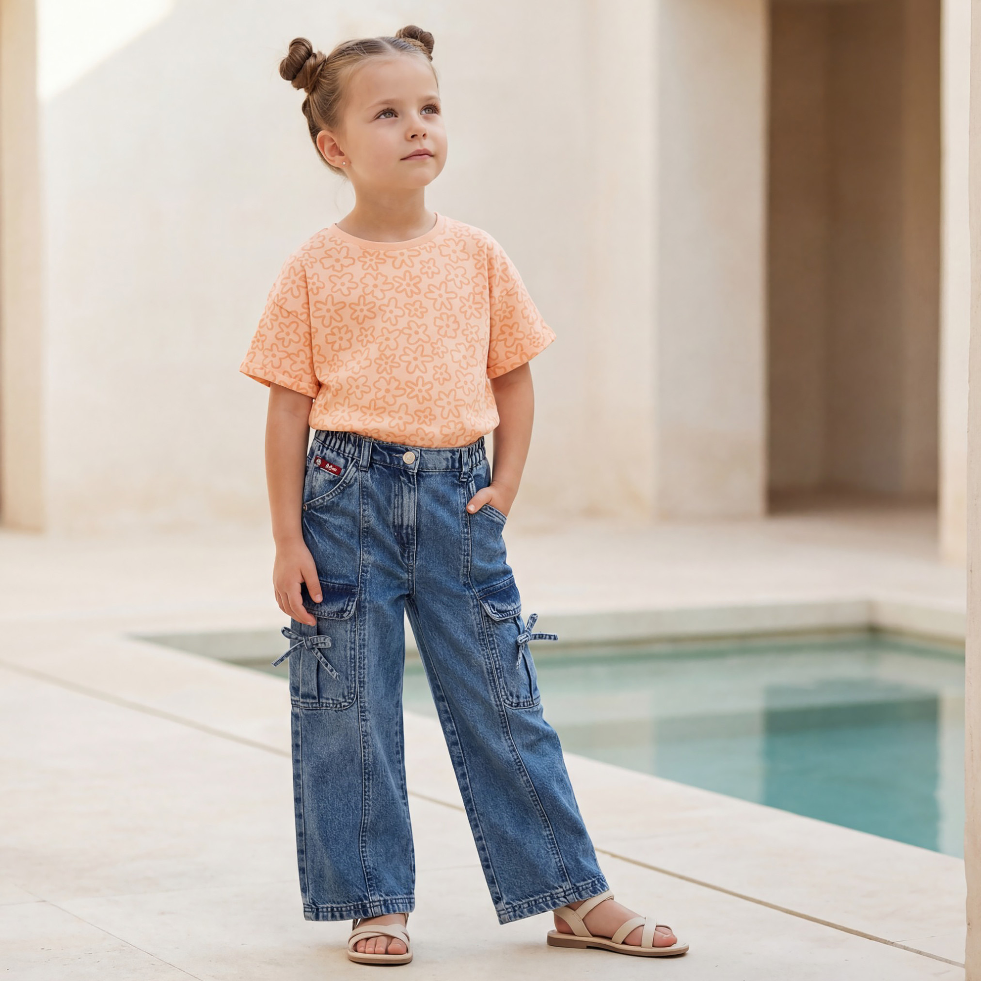 Lee Cooper Trousers with Pockets- Buttoned Waist-baby-girls-clothing-bottoms-trousers-image-2