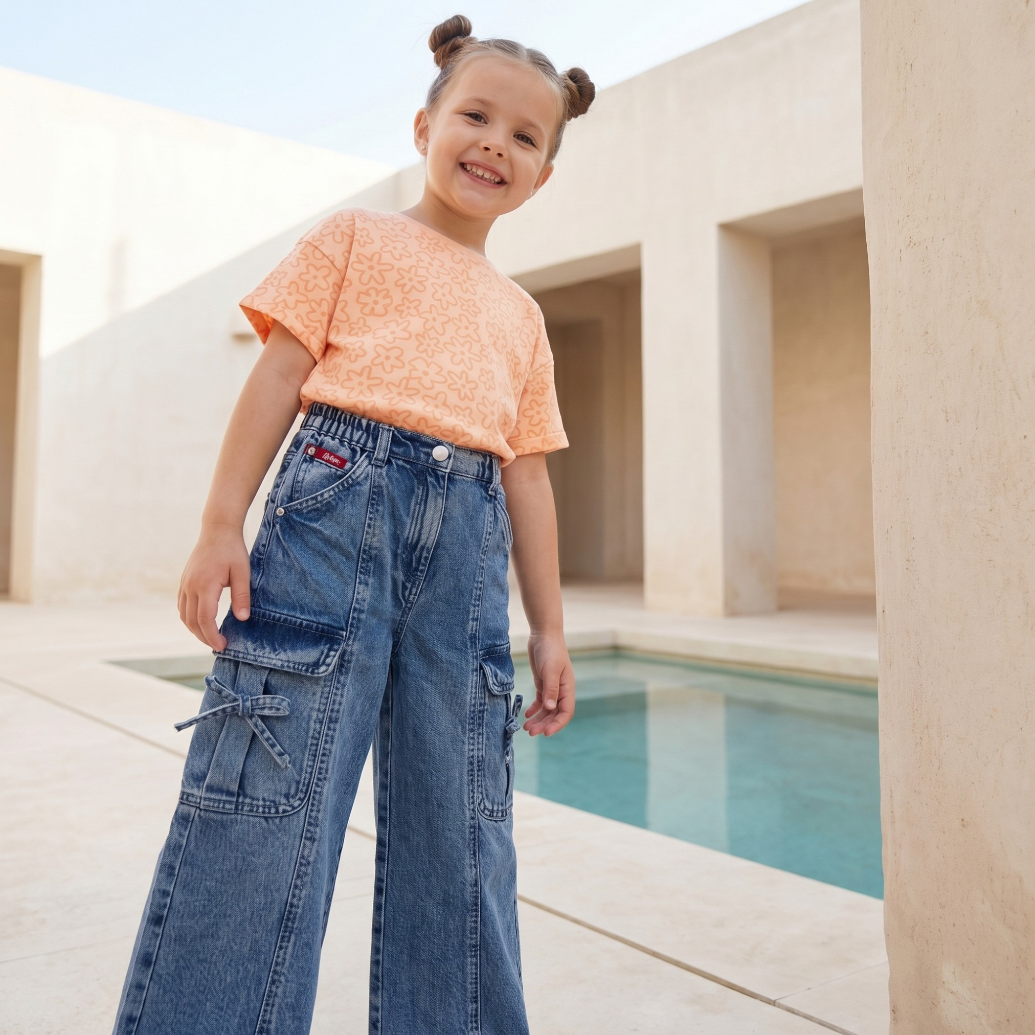 Lee Cooper Trousers with Pockets- Buttoned Waist-baby-girls-clothing-bottoms-trousers-image-5