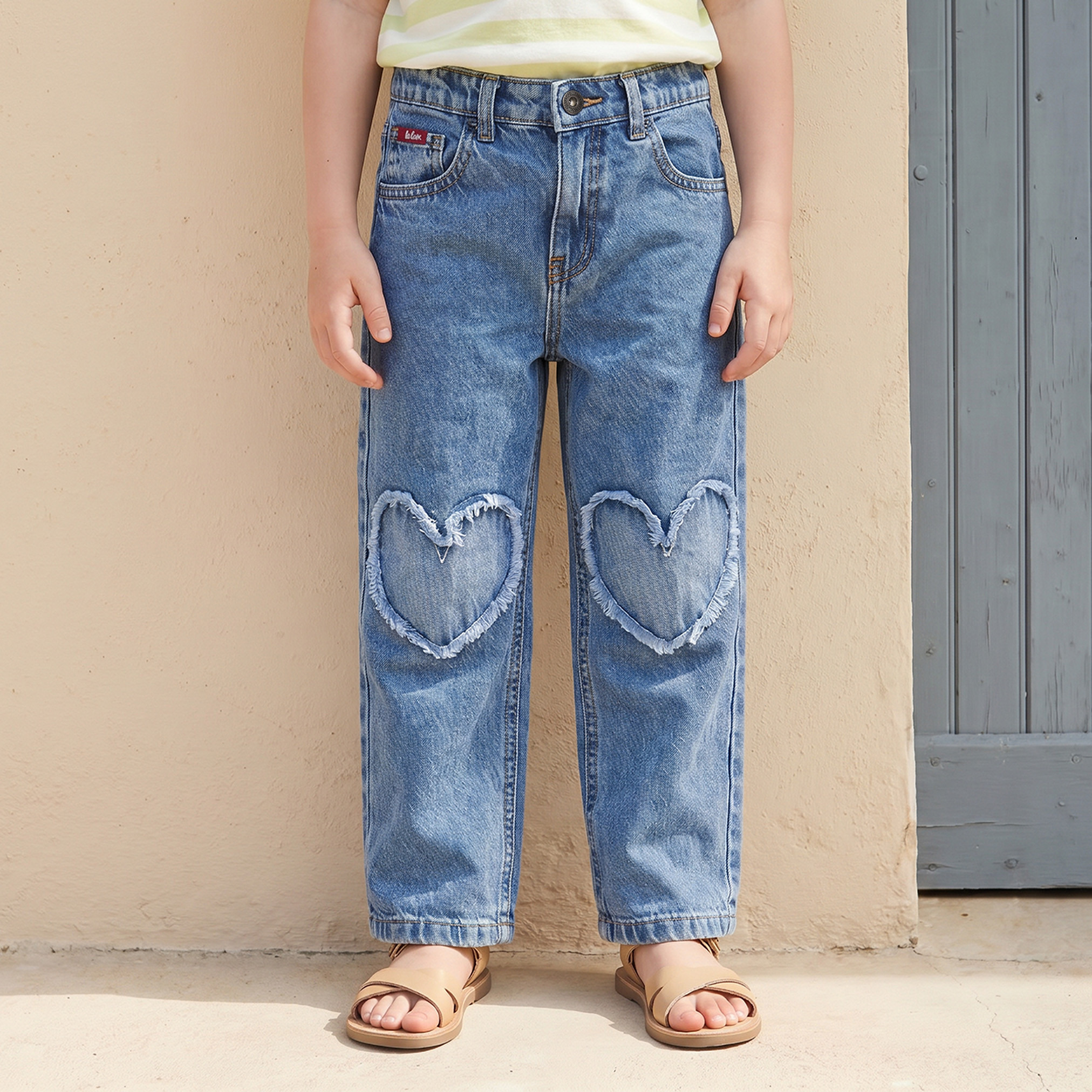 Lee Cooper Mid Rise Jeans with Heart Frayed Applique-girls-clothing-bottoms-jeansandjeggings-image-1