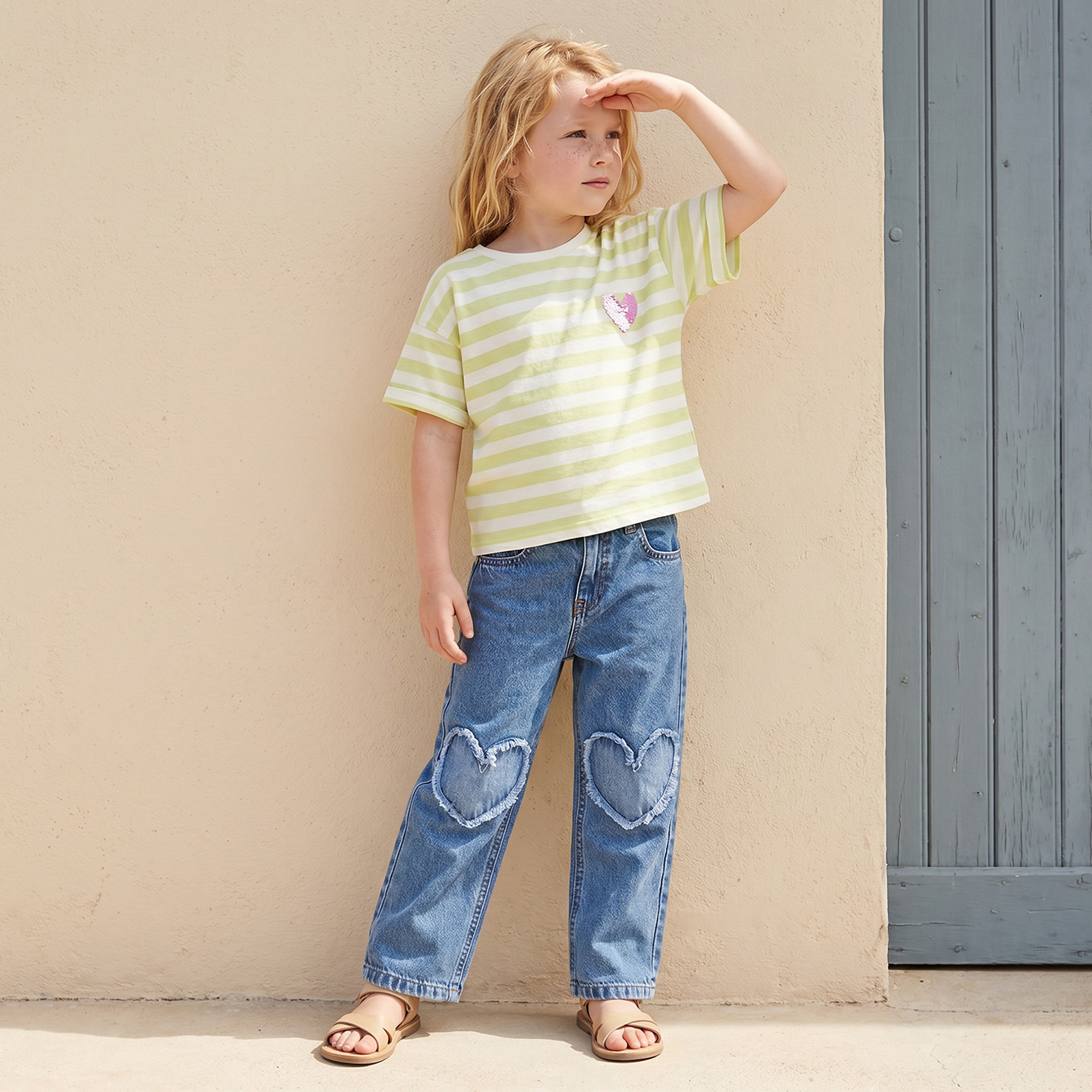 Lee Cooper Mid Rise Jeans with Heart Frayed Applique-girls-clothing-bottoms-jeansandjeggings-image-2