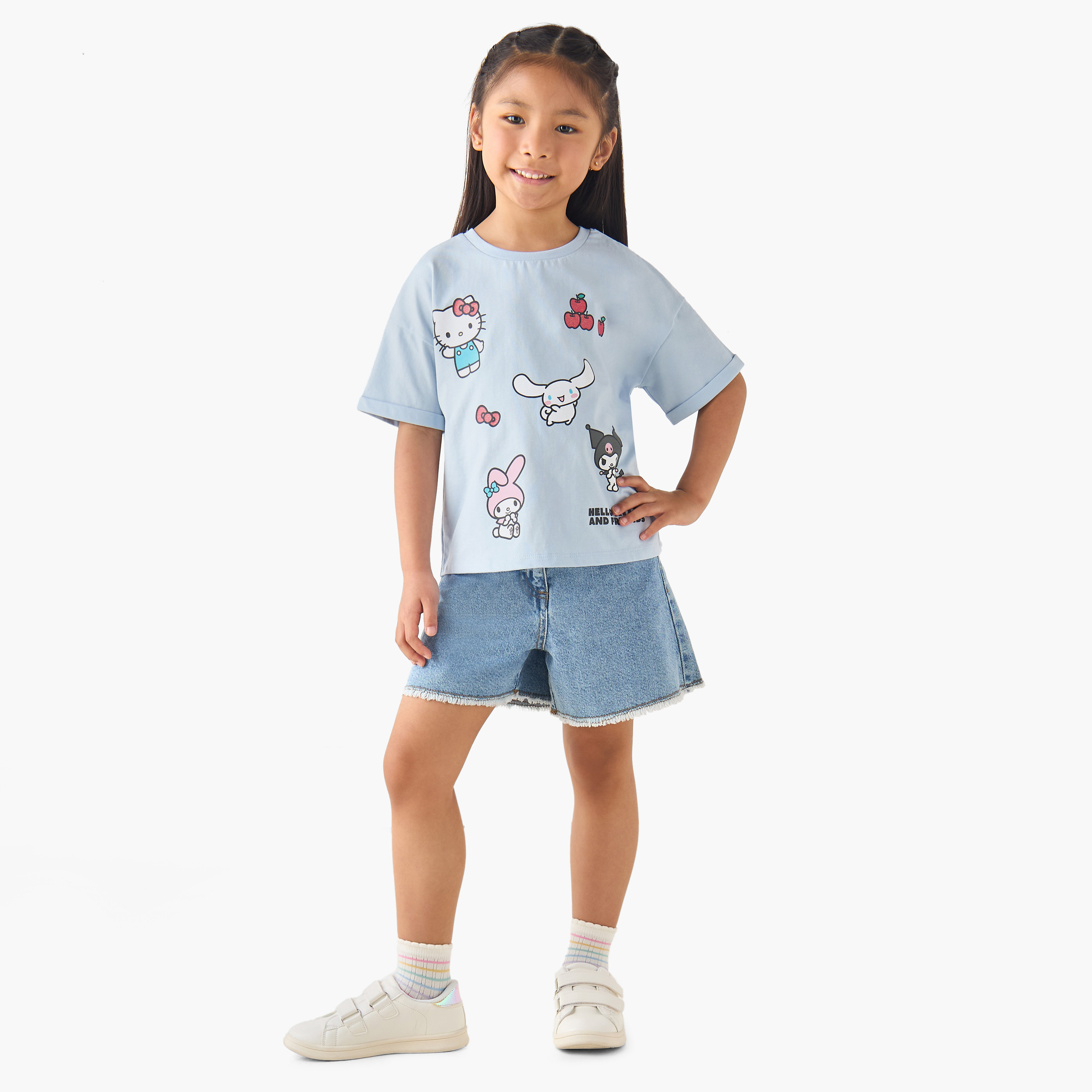 Sanrio Crew Neck Short Sleeves T-shirt with Hello Kitty and Friends Print-girls-clothing-tshirts-image-2