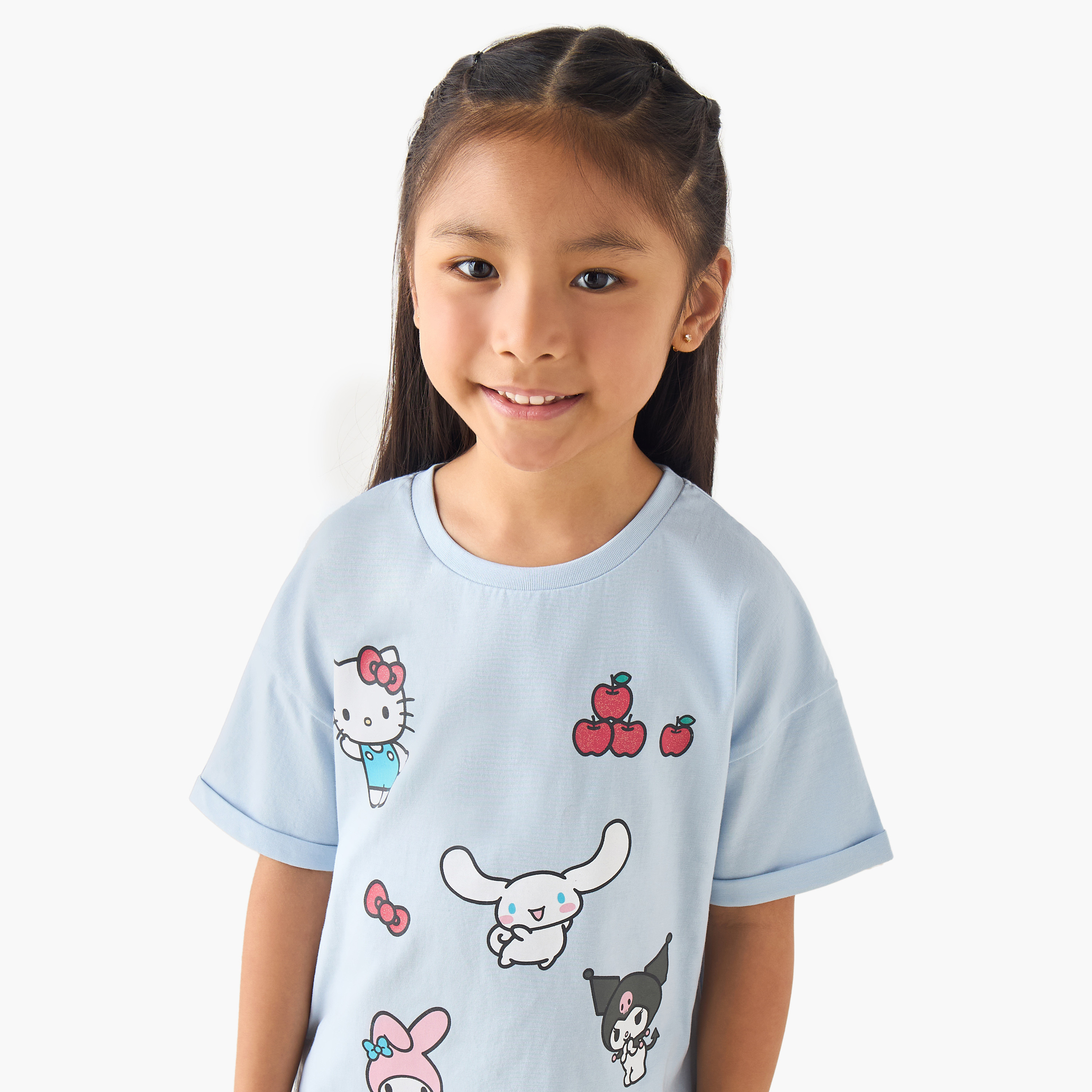 Sanrio Crew Neck Short Sleeves T-shirt with Hello Kitty and Friends Print-girls-clothing-tshirts-image-4