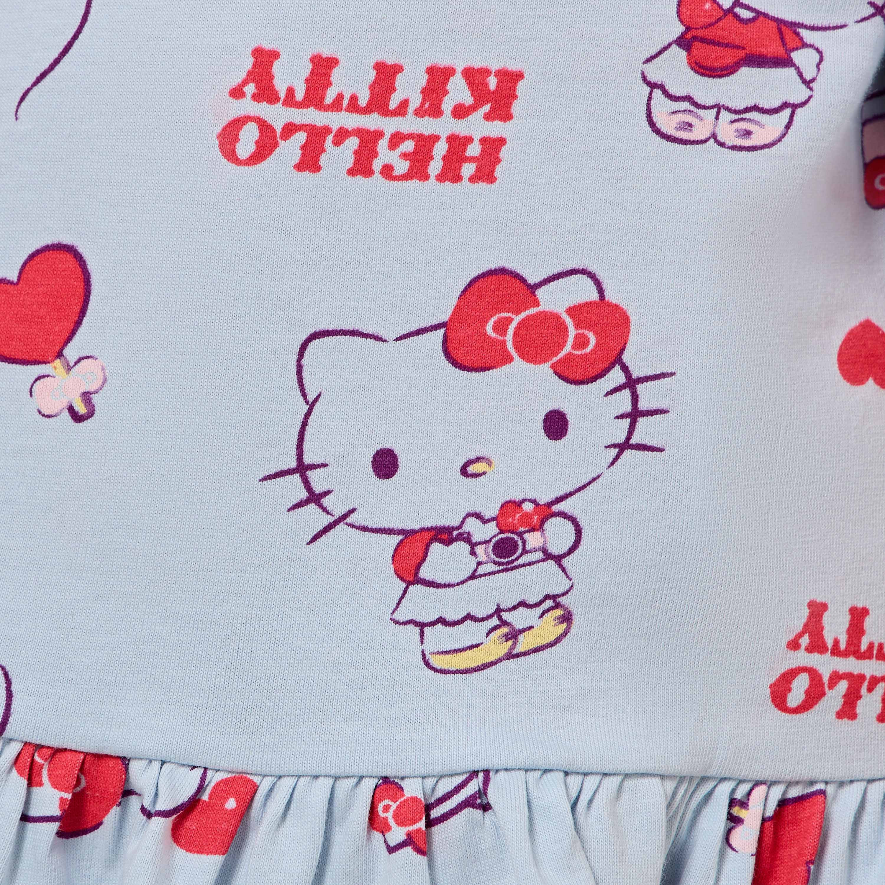 Pack of 2 Sanrio Crew Neck Short Sleeve T-shirt with Hello Kitty Print-girls-clothing-tshirts-image-6