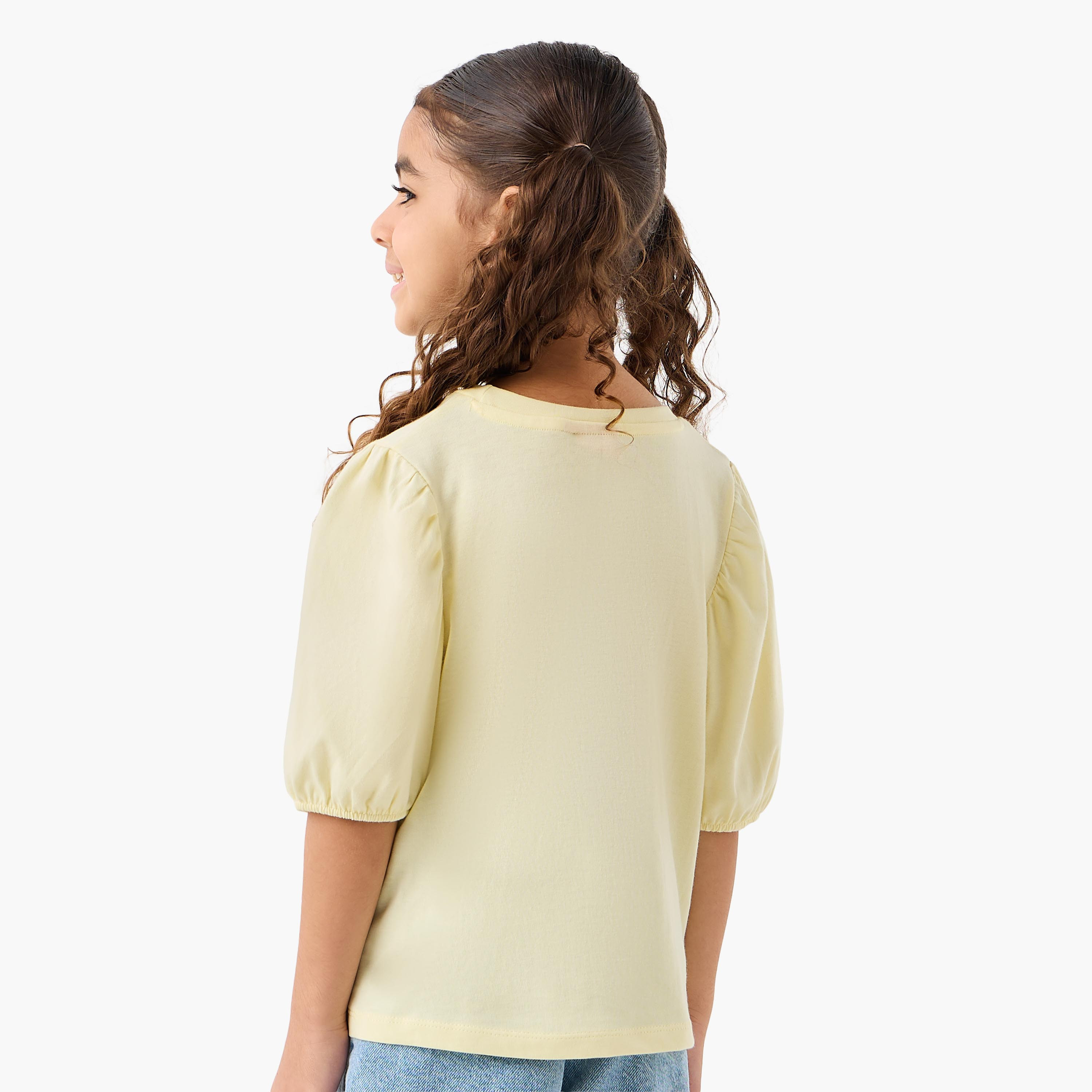 Sanrio Round Neck Short Sleeves T-shirt with Hello Kitty Sequin Detail-girls-clothing-tshirts-image-3