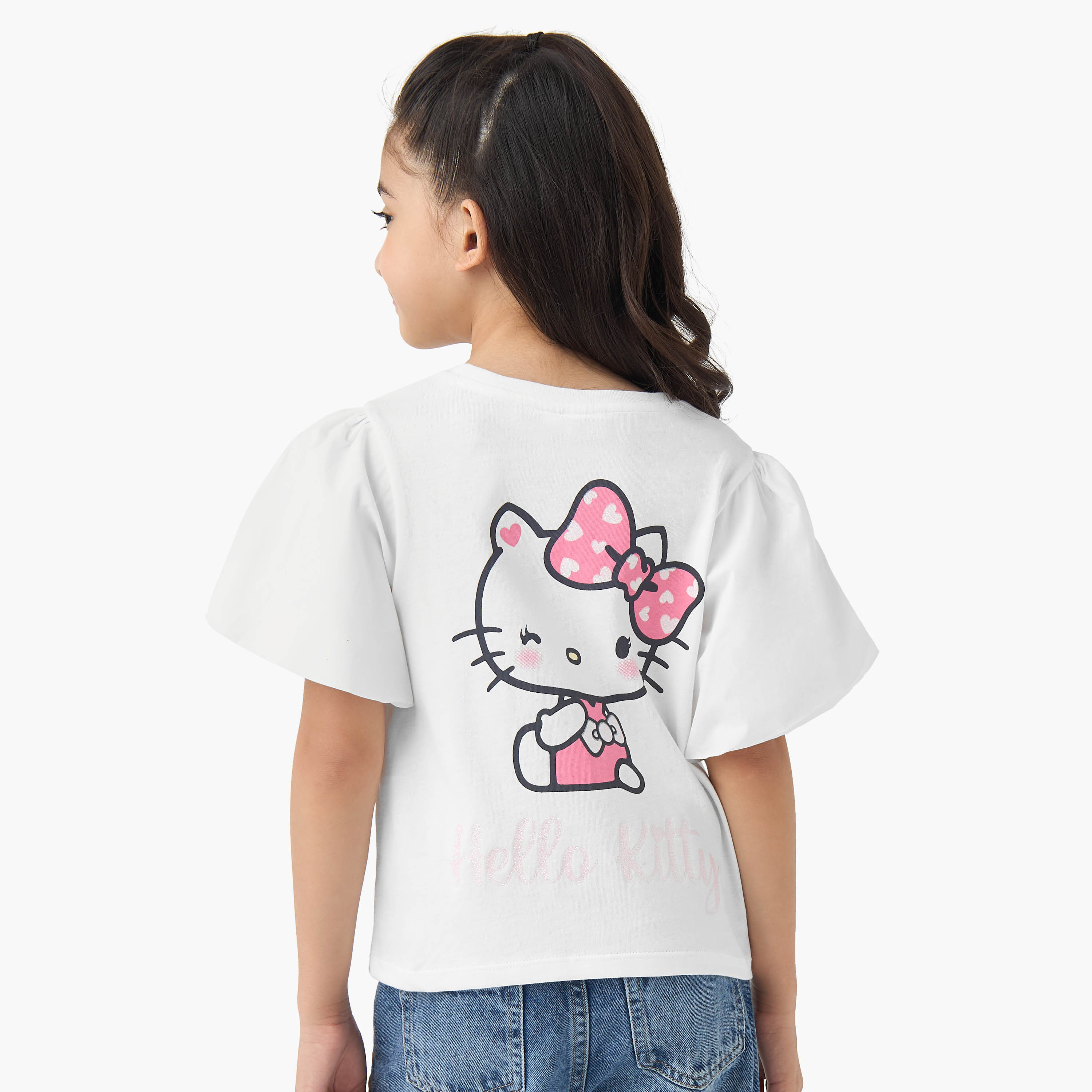 Sanrio Crew Neck Short Sleeves T-shirt with Hello Kitty Print-girls-clothing-tshirts-image-1