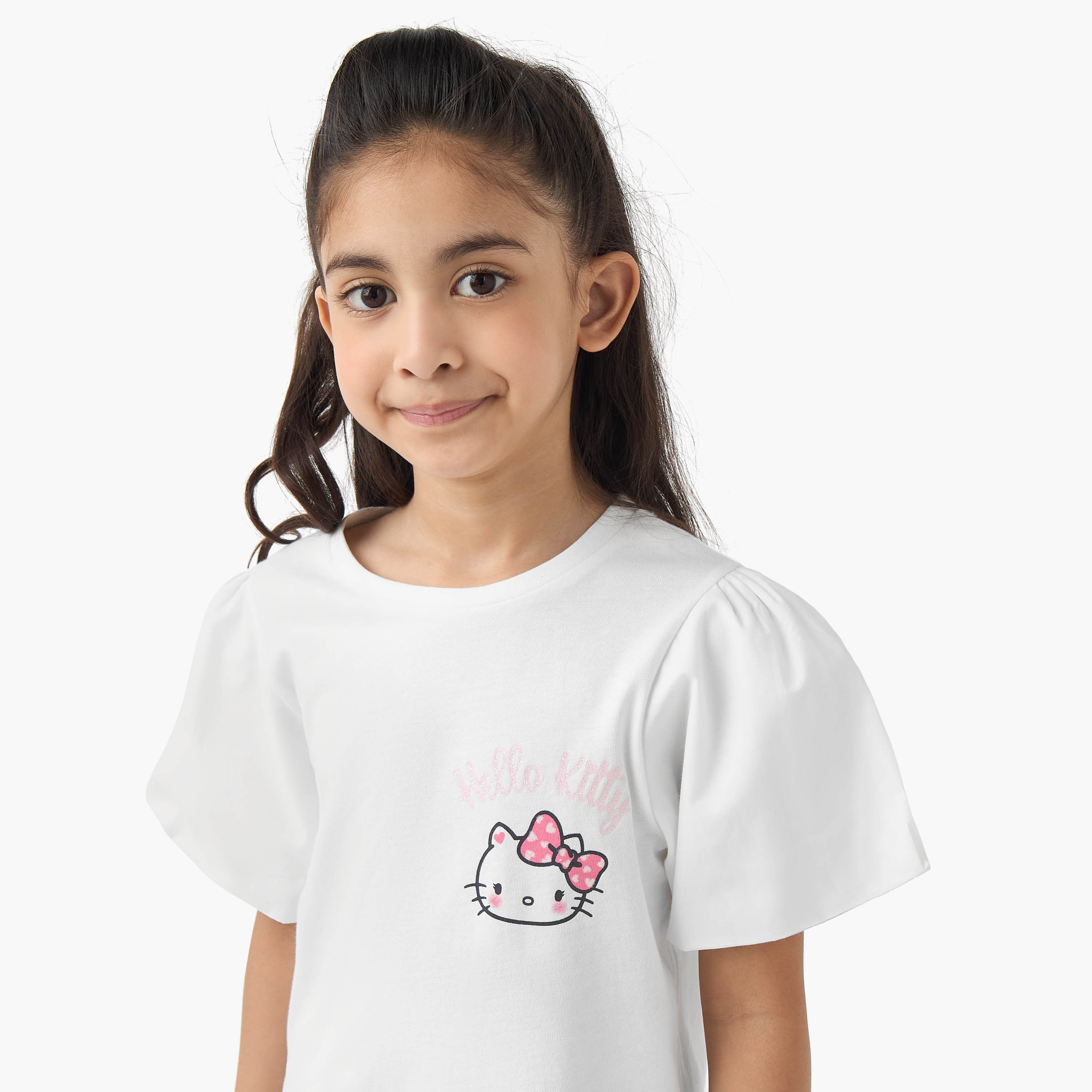 Sanrio Crew Neck Short Sleeves T-shirt with Hello Kitty Print-girls-clothing-tshirts-image-4