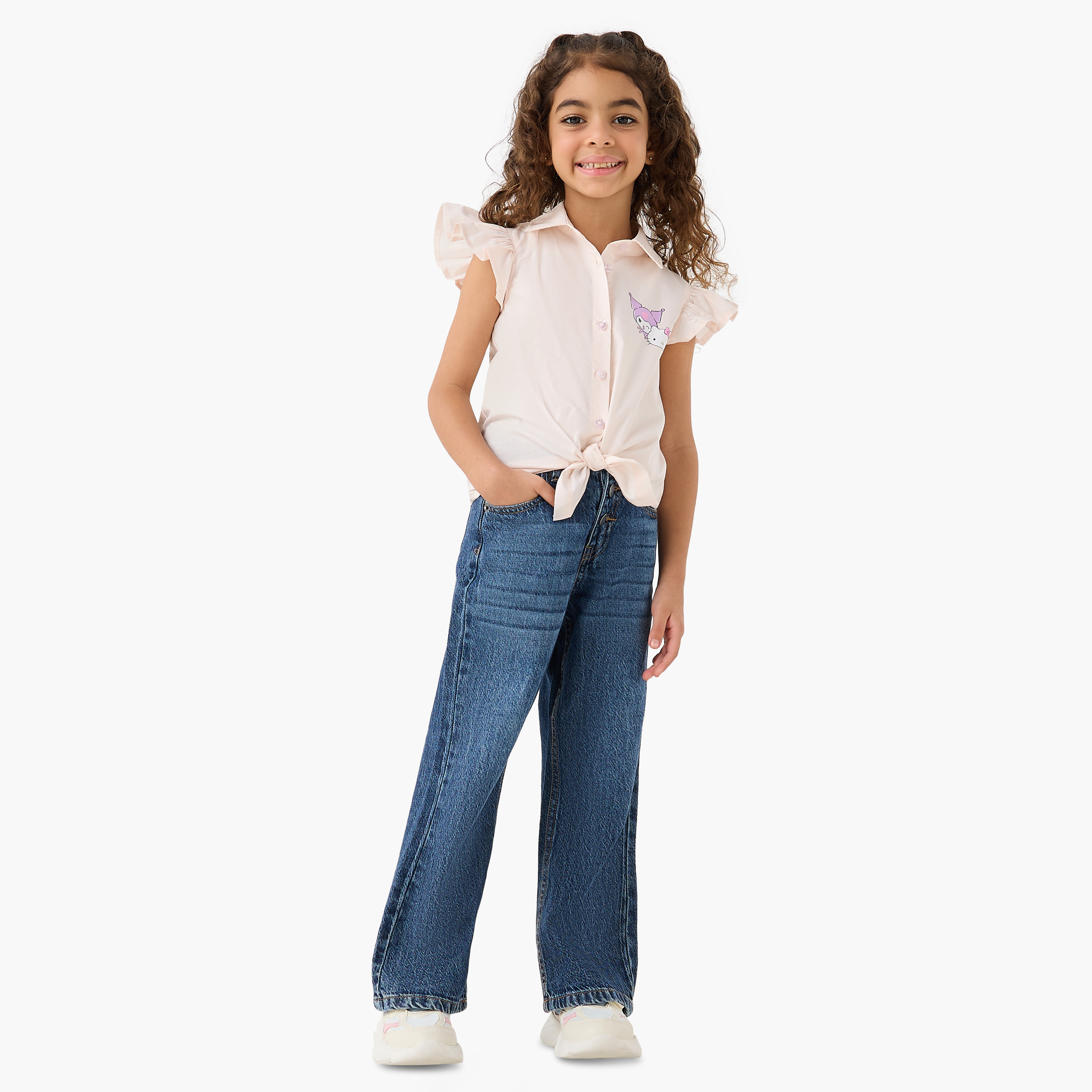 قميص بياقة وأكمام كاب بكشكش وطبعات هالو كيتي والأصدقاء من سانريو-baby-girls-clothing-blousesandshirts-image-5