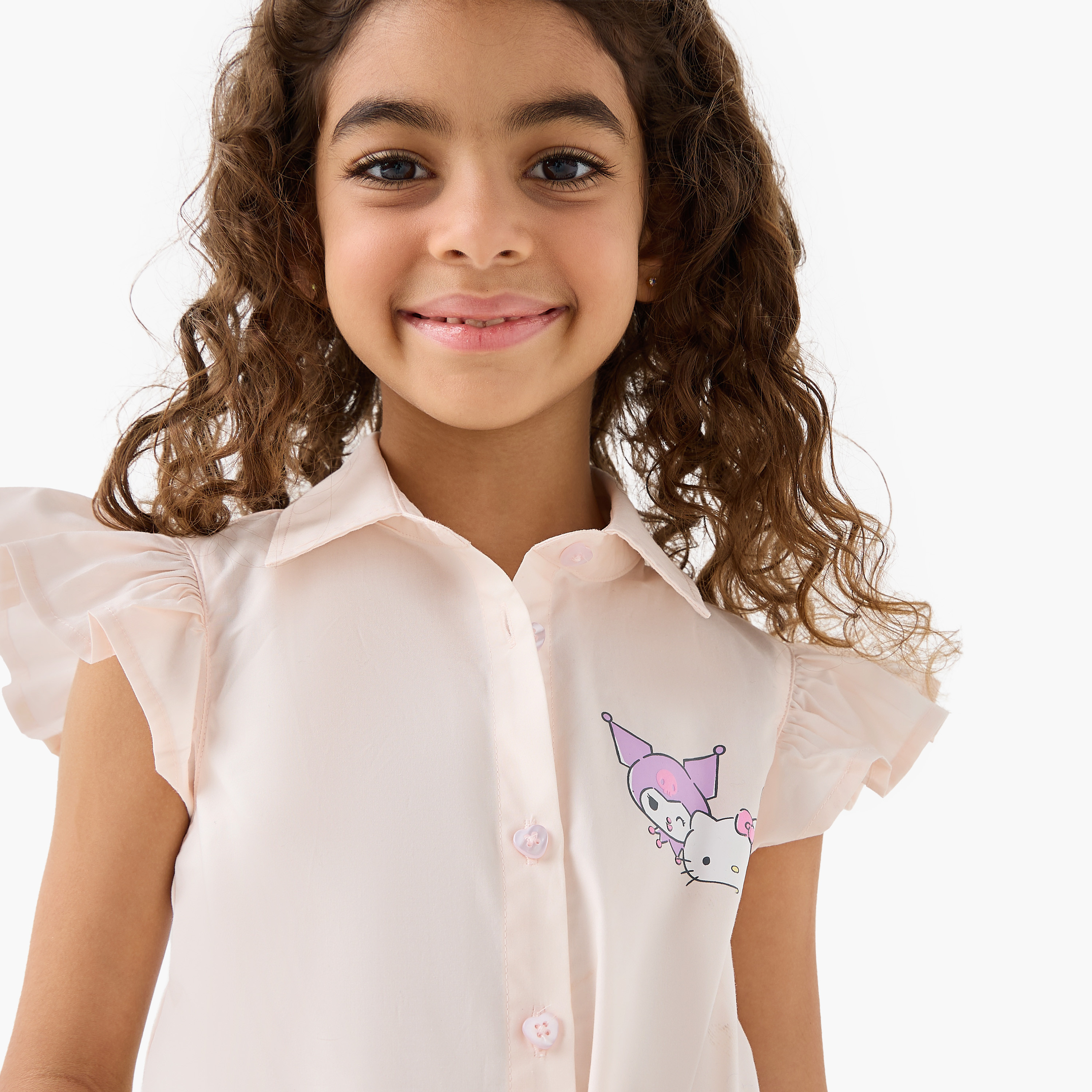 قميص بياقة وأكمام كاب بكشكش وطبعات هالو كيتي والأصدقاء من سانريو-baby-girls-clothing-blousesandshirts-image-3