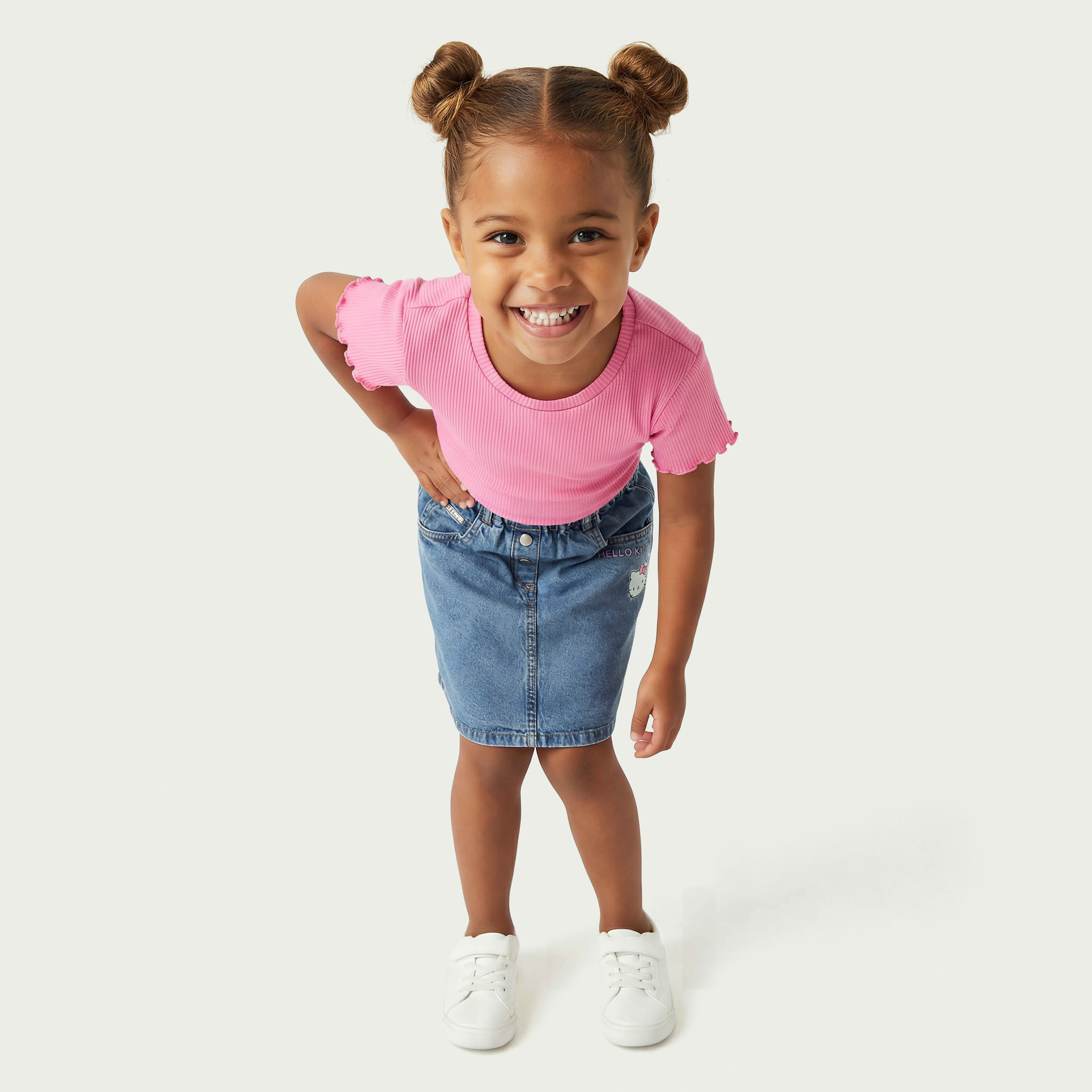 Sanrio Mini Denim Skirt with Hello Kitty Print-girls-clothing-bottoms-skirts-image-2