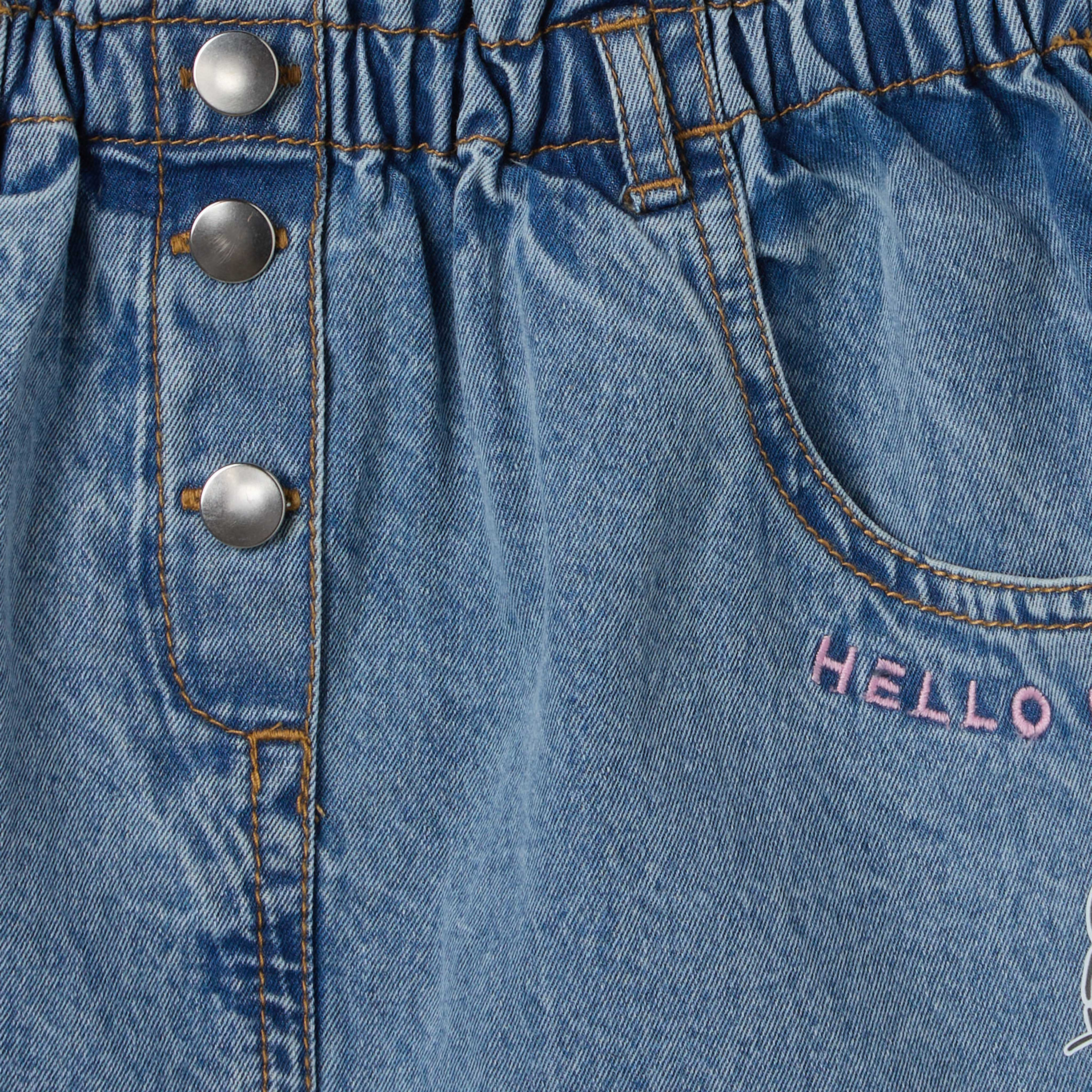 Sanrio Mini Denim Skirt with Hello Kitty Print-girls-clothing-bottoms-skirts-image-4