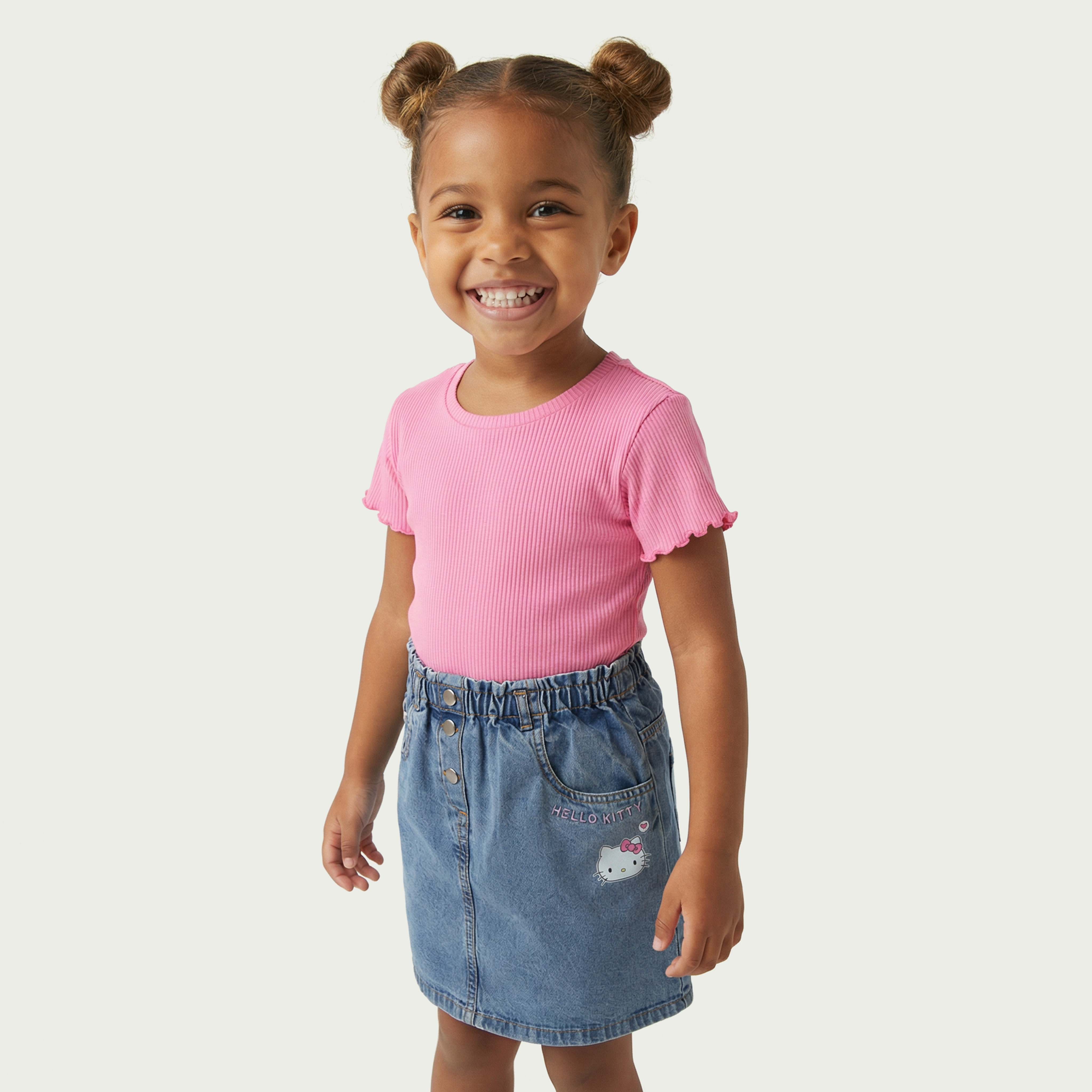 Sanrio Mini Denim Skirt with Hello Kitty Print-girls-clothing-bottoms-skirts-image-5