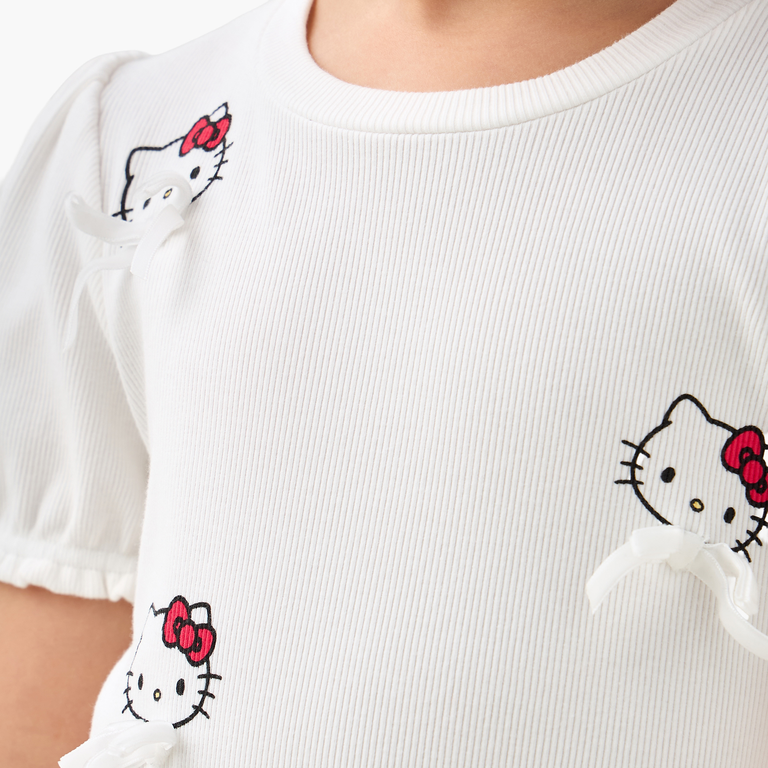 Sanrio Round Neck Short Sleeves Balloon Dress with Hello Kitty Print-girls-clothing-dressesandjumpsuits-image-4