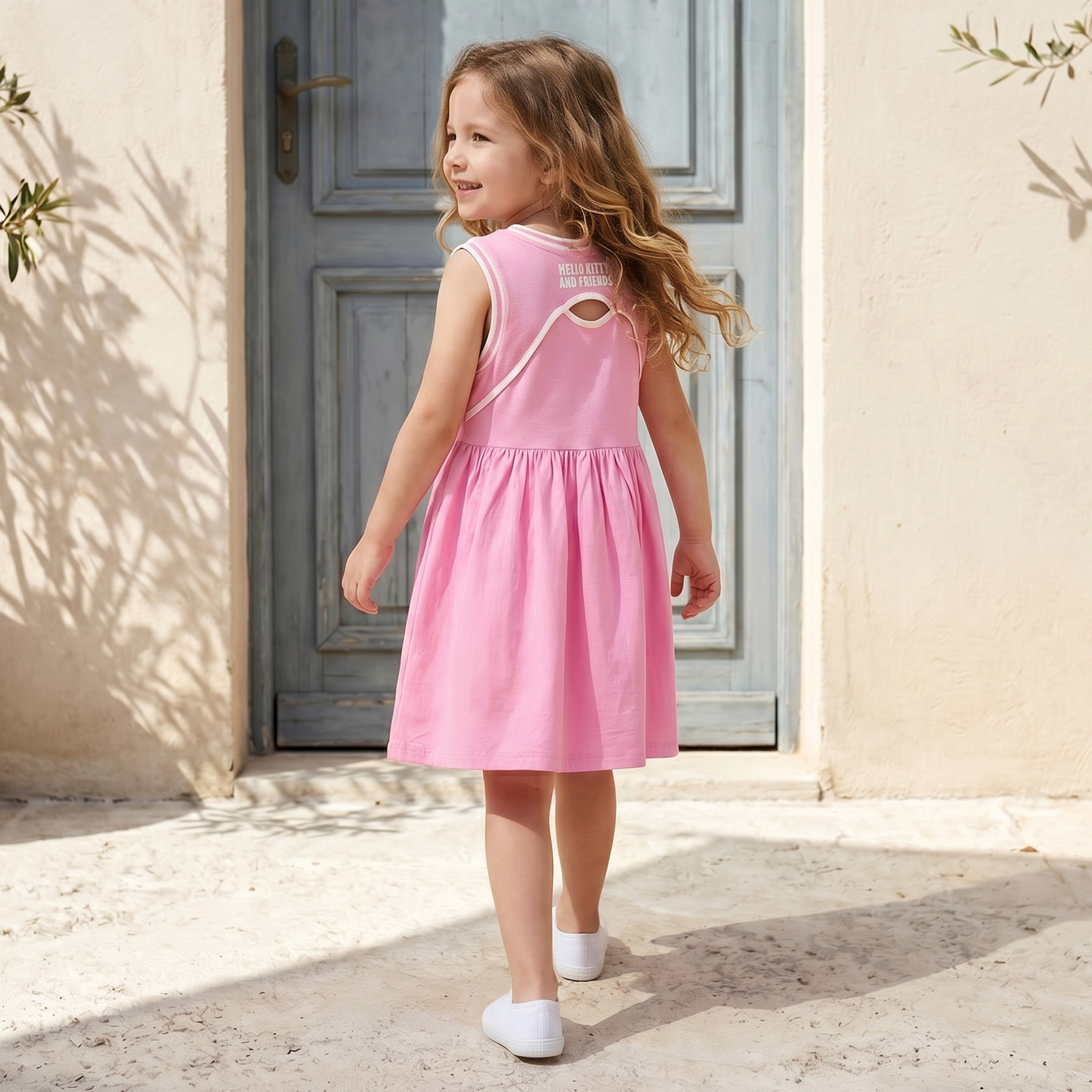Sanrio Round Neck Sleeveless Knee-Length Dress with Hello Kitty and Friends Print-girls-clothing-dressesandjumpsuits-image-3