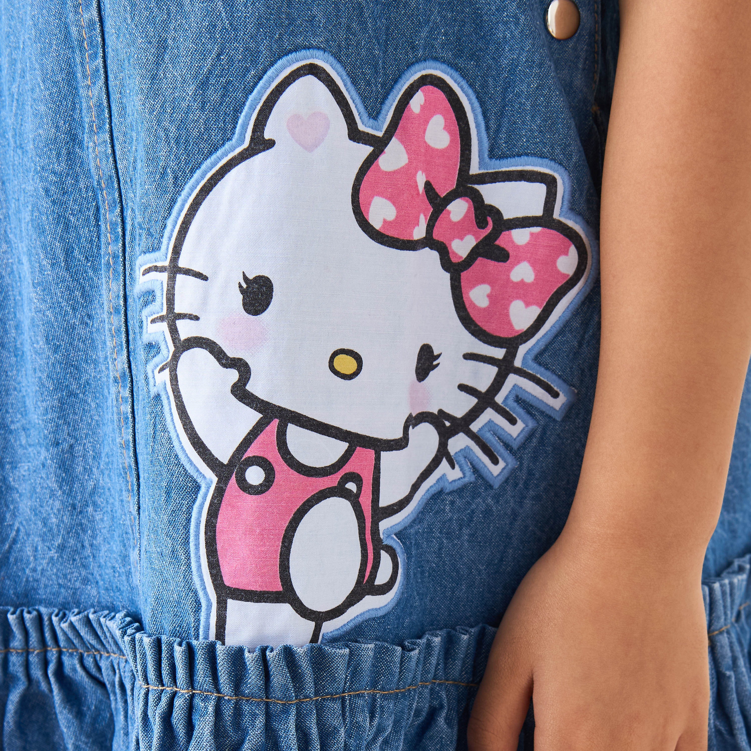 Sanrio Crew Neck Short Sleeve T-shirt and Pinafore with Button Closure-girls-clothing-dressesandjumpsuits-image-6