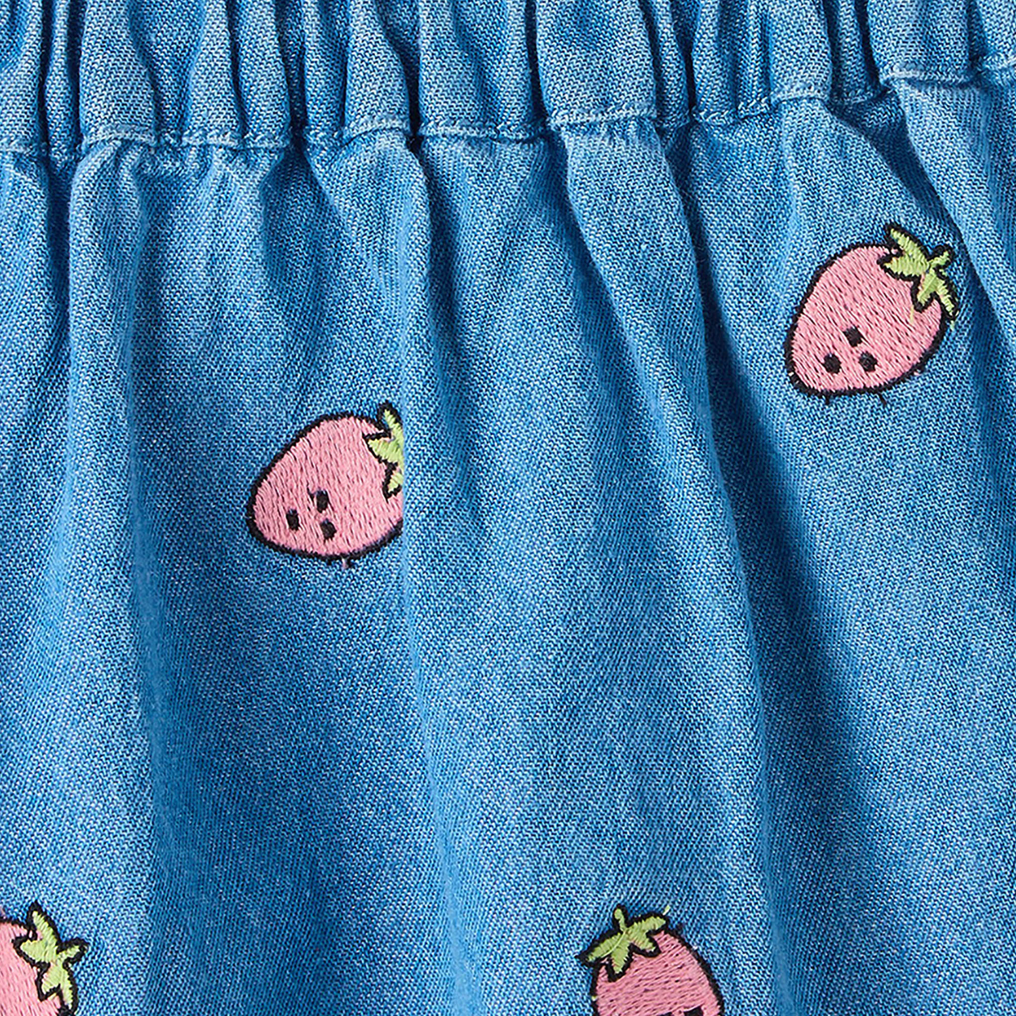 طقم تنورة وبلوزة بأكمام قصيرة ورقبة ضيقة وتطريز هالو كيتي من سانريو-girls-clothing-setsandcoords-image-3